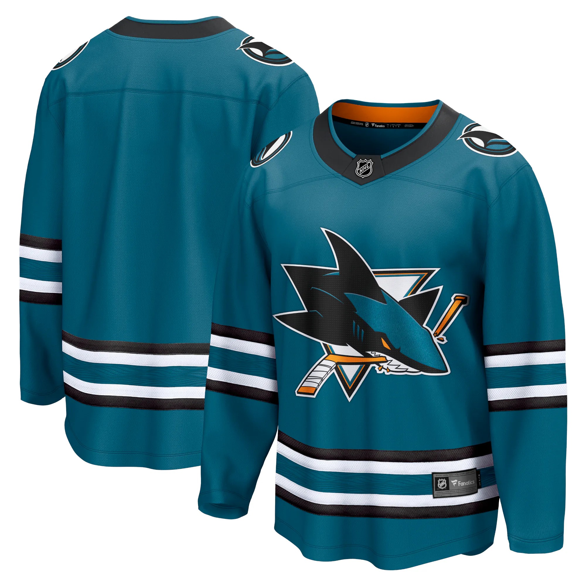Hunk Wear - San Jose Sharks Fanatics Home Breakaway Jersey - Teal