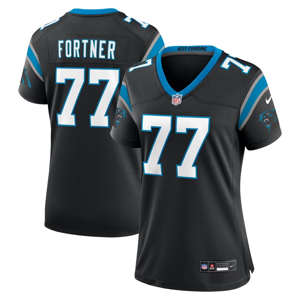 Hunk Wear - Luke Fortner Carolina Panthers Nike Women's Team Game Jersey - Black