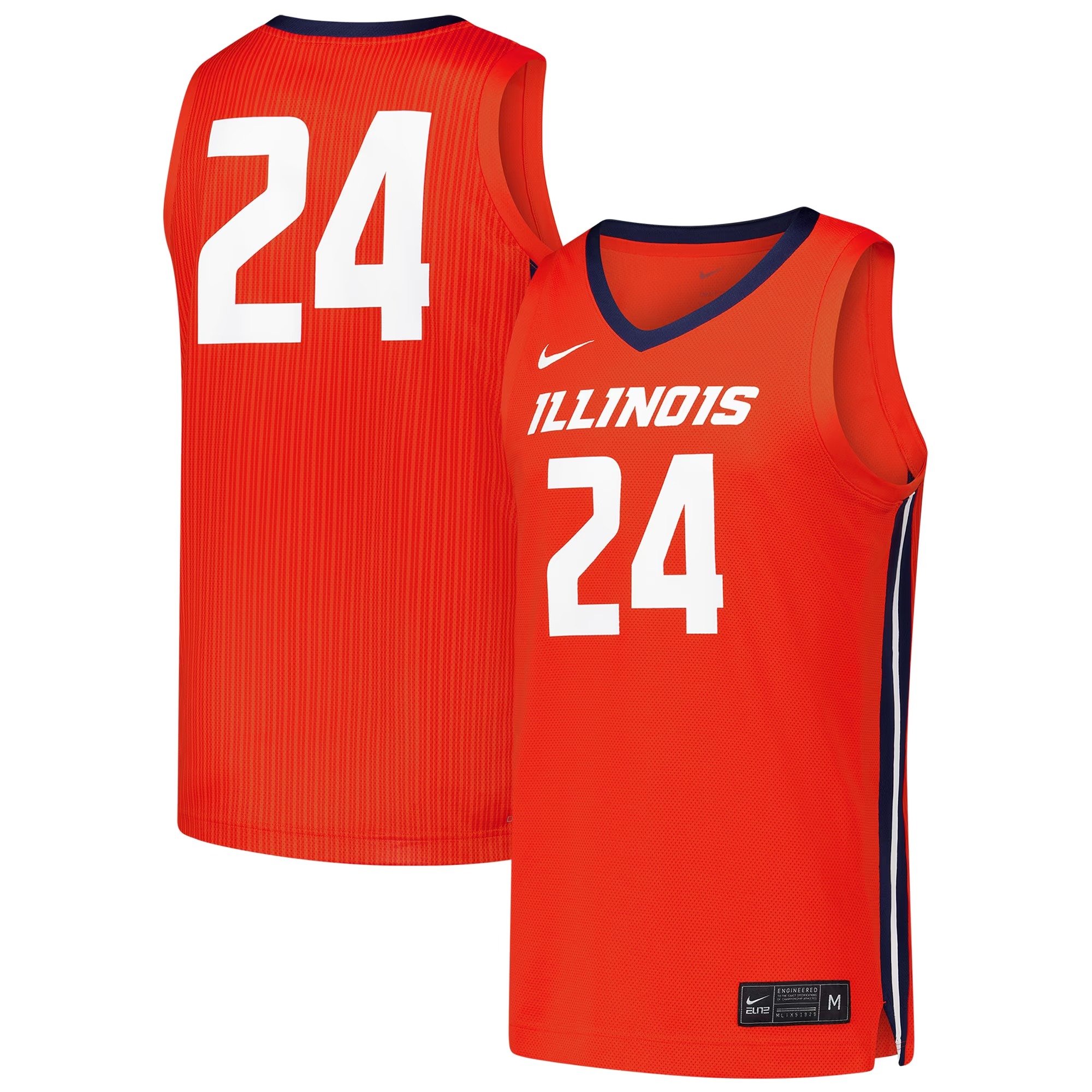 Hunk Wear - #24 Illinois Fighting Illini Nike Replica Basketball Jersey - Orange
