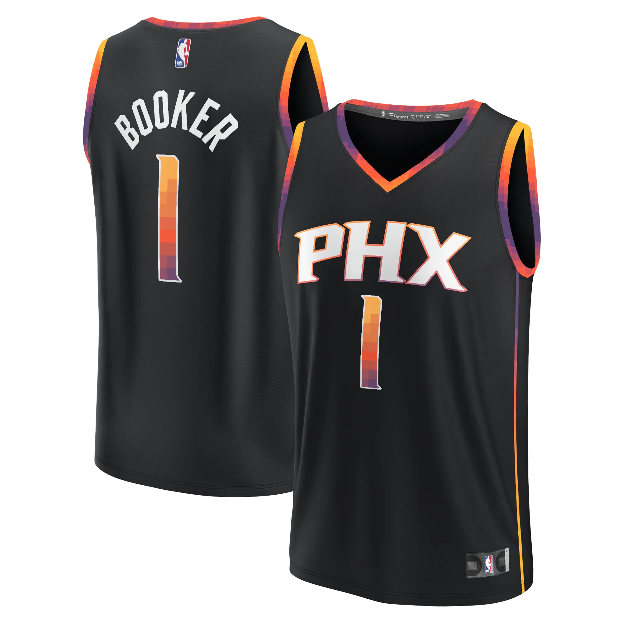 Hunk Wear - Devin Booker Phoenix Suns Fanatics Youth Fast Break Player Jersey - Statement Edition - Black