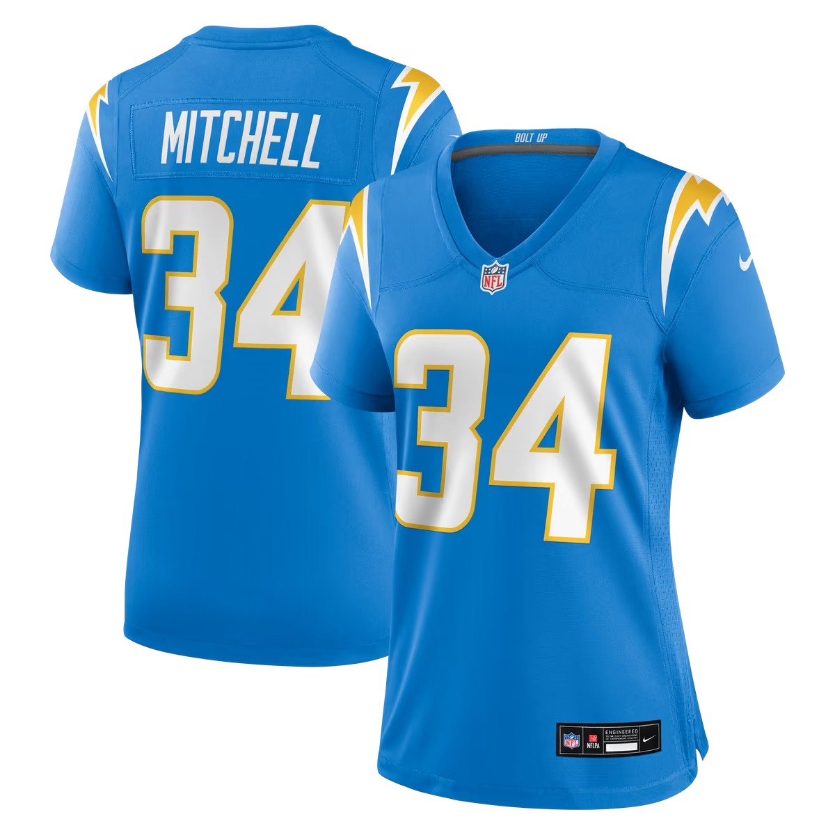 Hunk Wear - Keaton Mitchell Los Angeles Chargers Nike Women's Team Game Jersey - Powder Blue