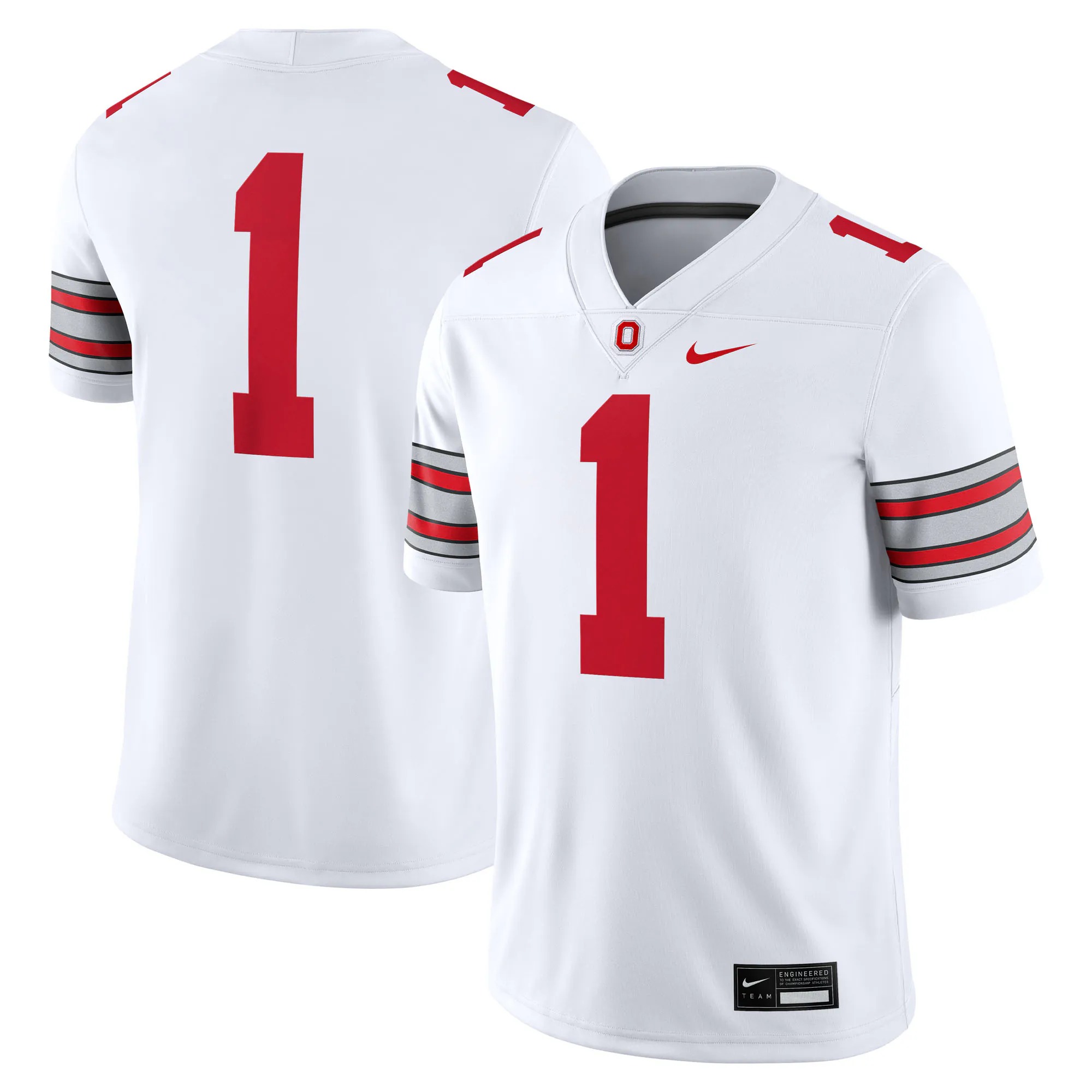 Hunk Wear - #1 Ohio State Buckeyes Nike Road Game Football Jersey - White