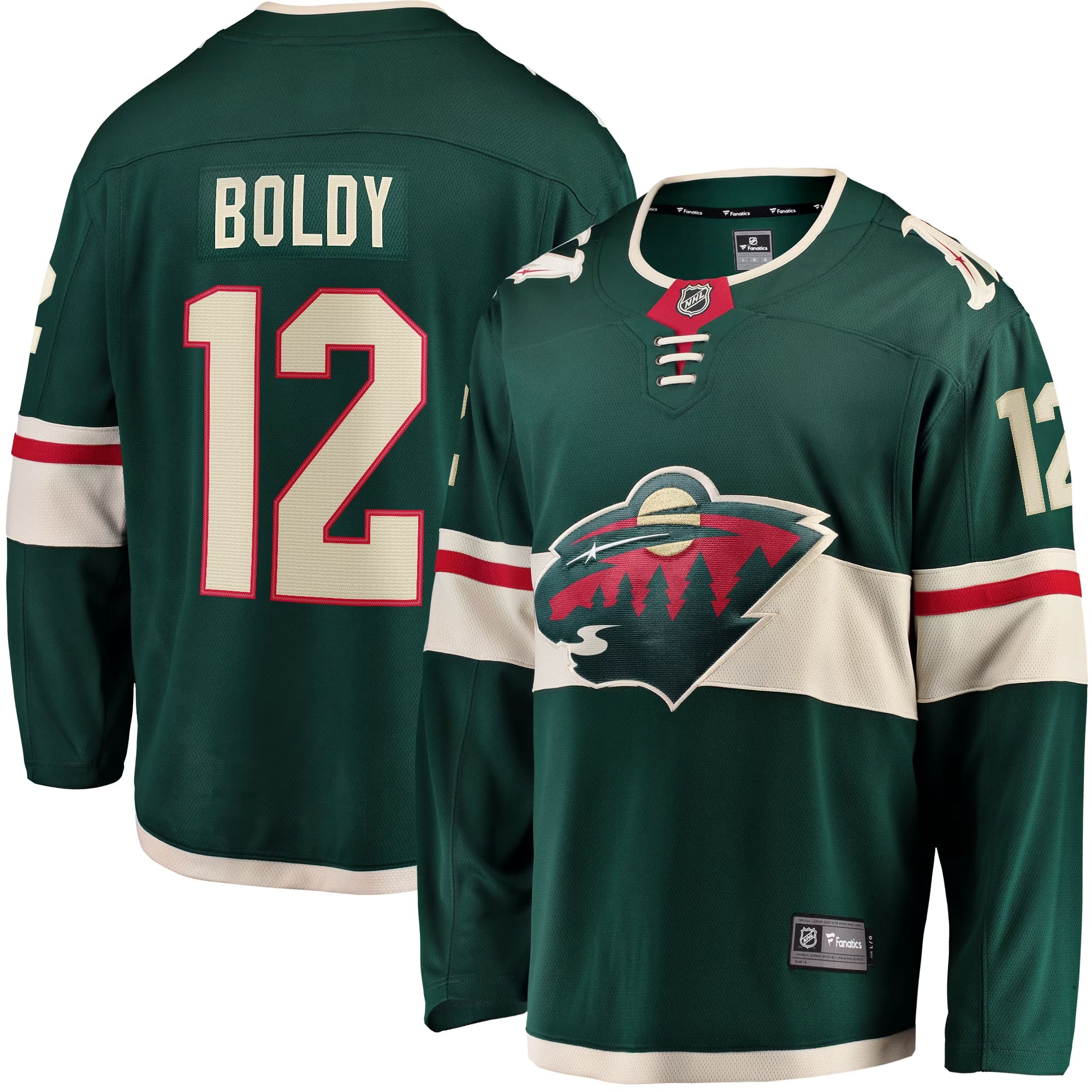 Hunk Wear - Matthew Boldy Minnesota Wild Fanatics Home Breakaway Player Jersey - Green