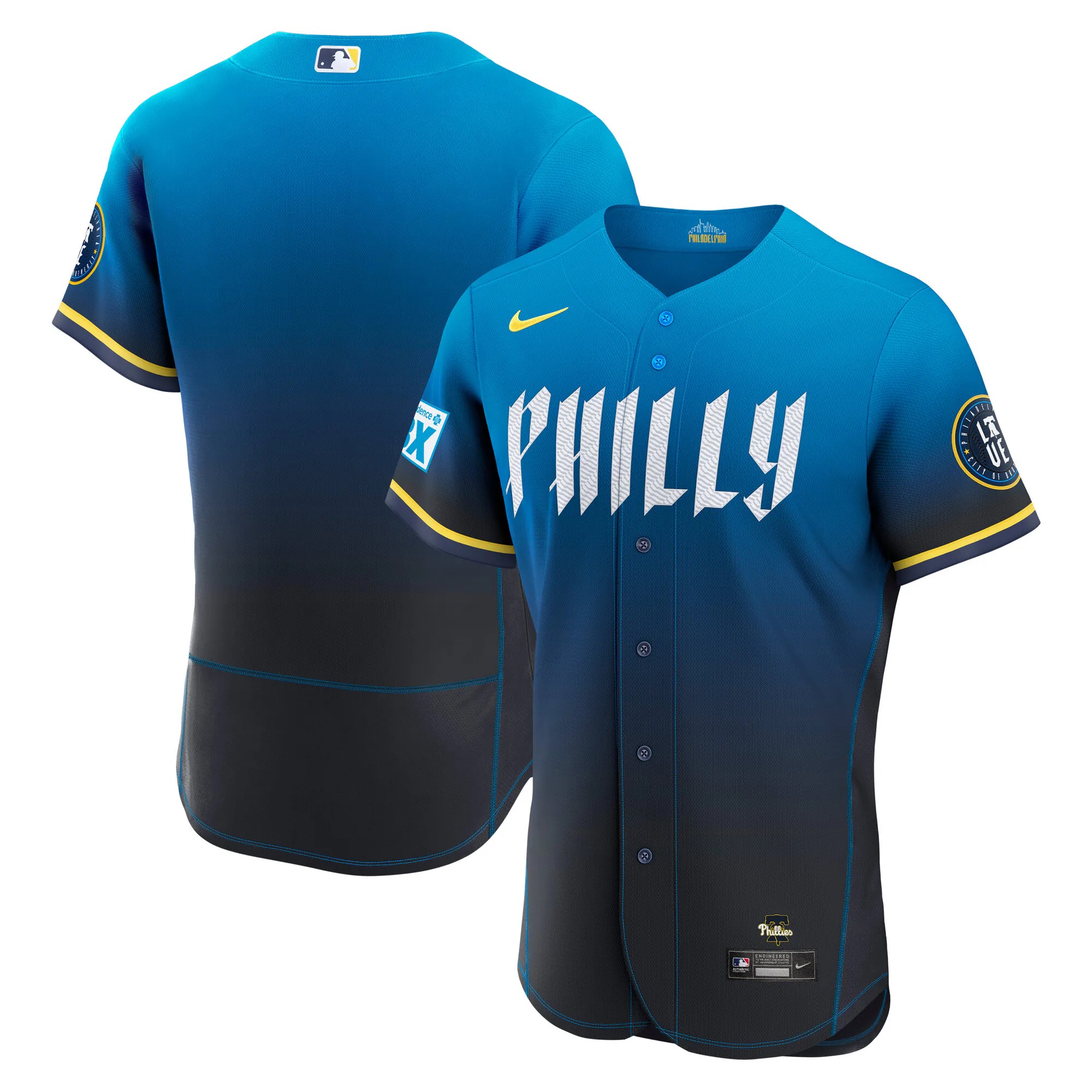Hunk Wear - Philadelphia Phillies Nike City Connect Authentic Sponsor Patch Jersey - Navy