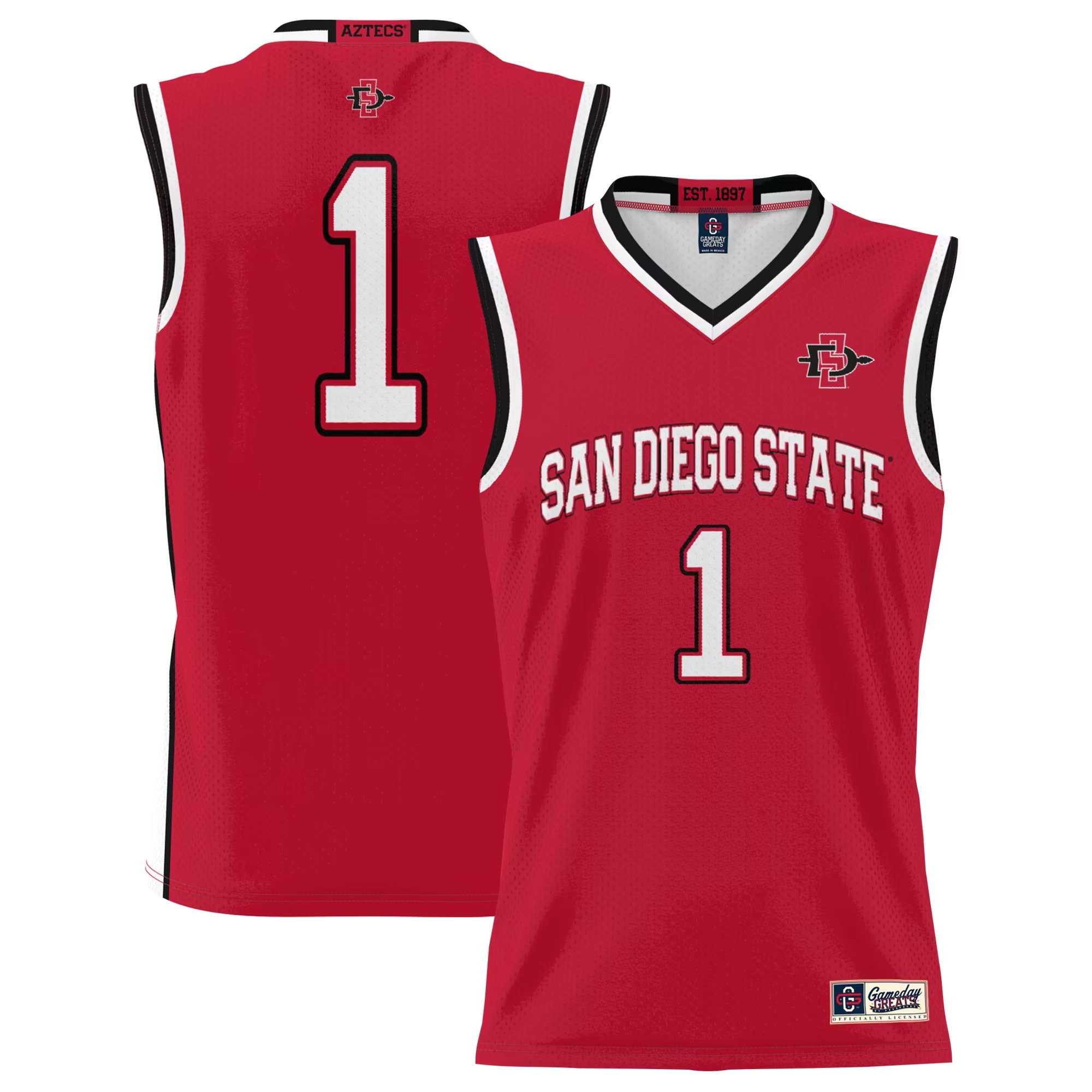 Hunk Wear - #1 San Diego State Aztecs GameDay Greats Lightweight Basketball Jersey - Scarlet