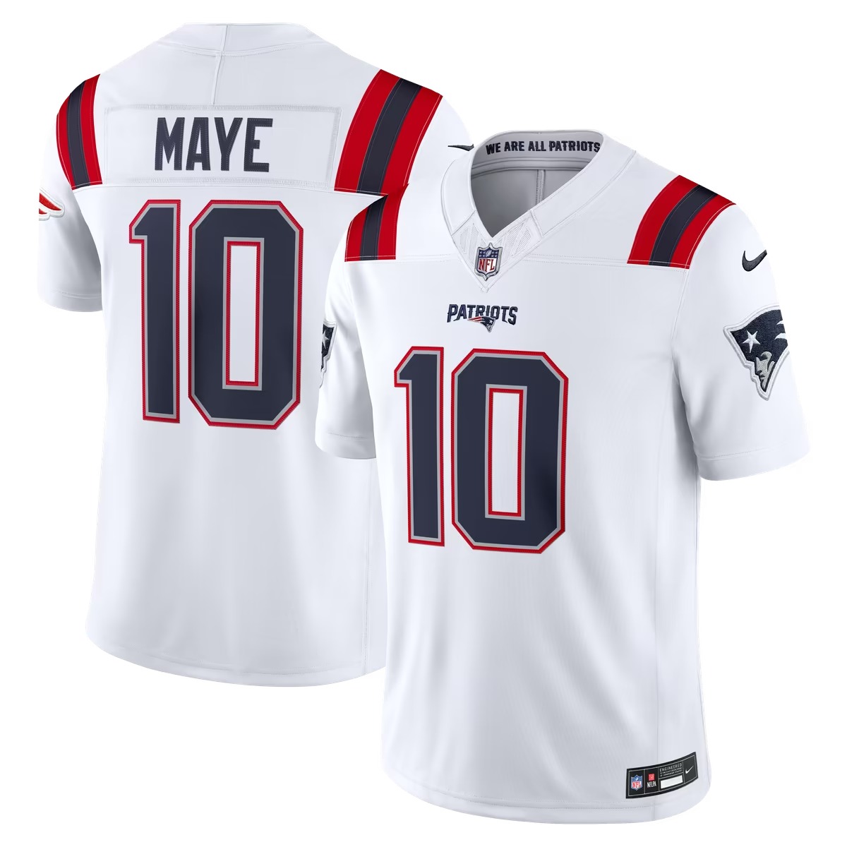 Hunk Wear - Drake Maye New England Patriots Nike Vapor F.U.S.E. Stitched Limited Jersey - White