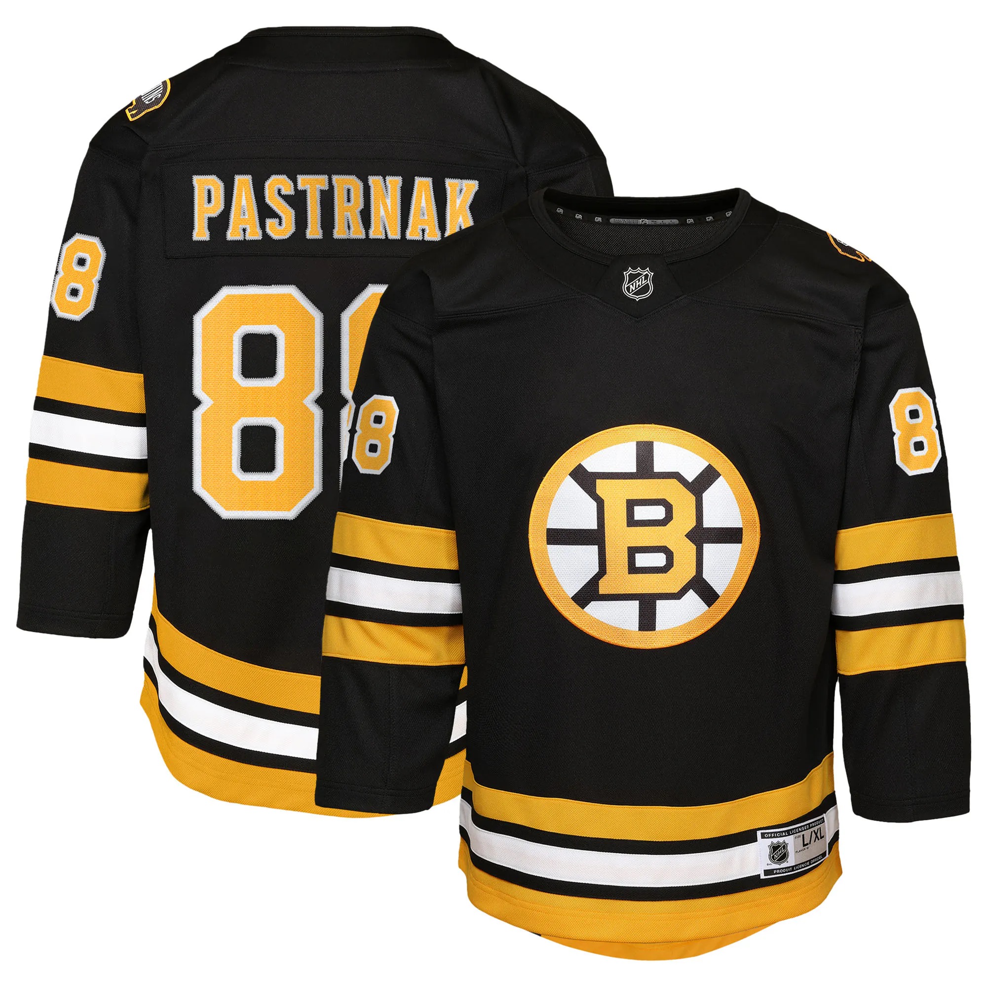 Hunk Wear - David Pastrnak Boston Bruins Youth Home Premier Player Jersey - Black