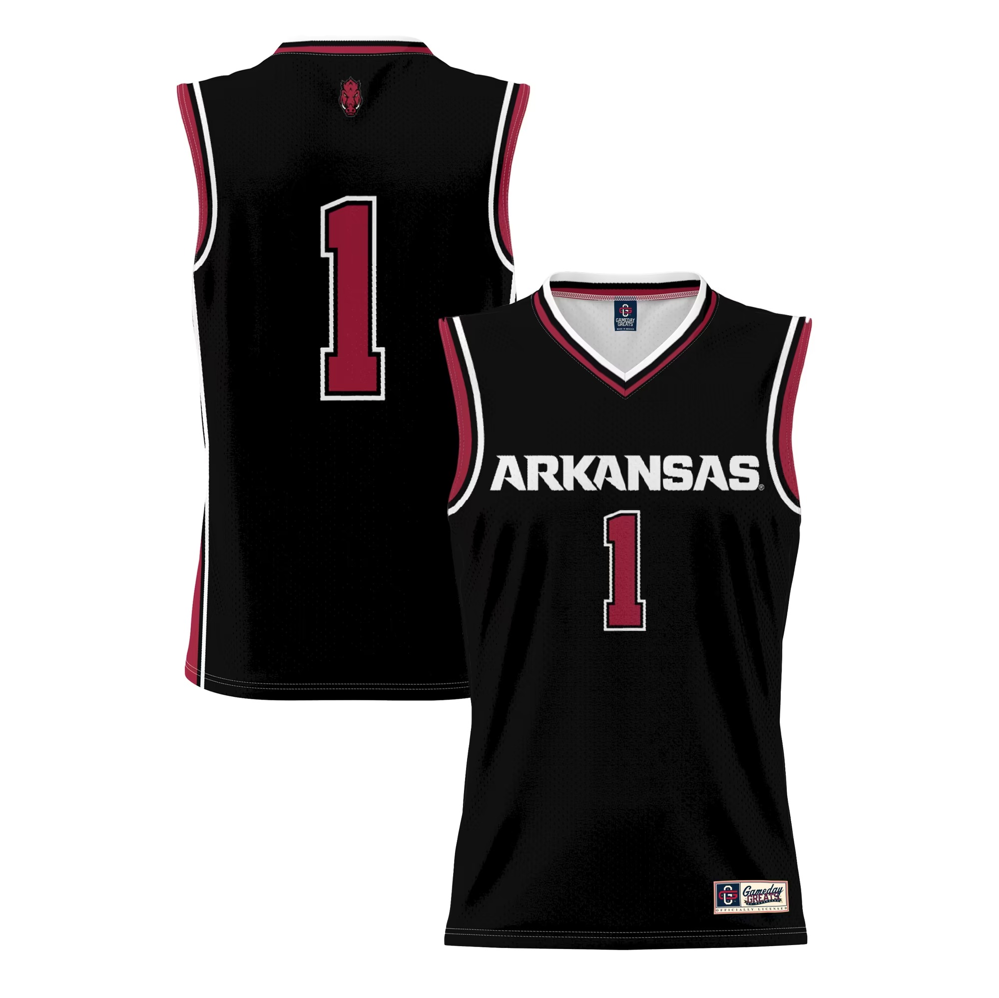 Hunk Wear - #1 Arkansas Razorbacks GameDay Greats Youth Lightweight Basketball Jersey - Black