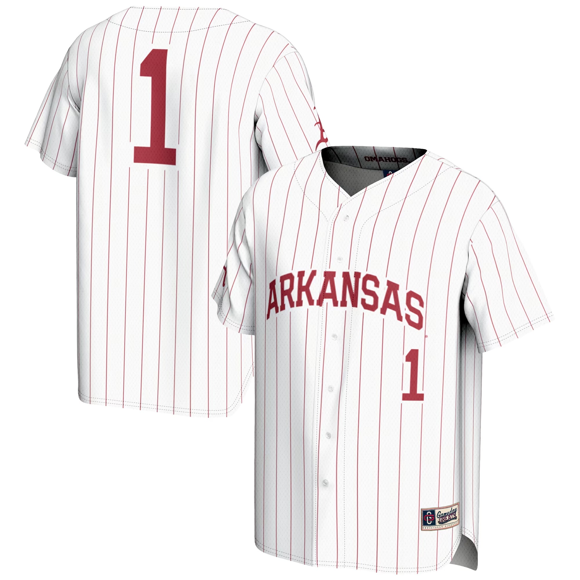 Hunk Wear - #1 Arkansas Razorbacks GameDay Greats Lightweight Baseball Jersey - White