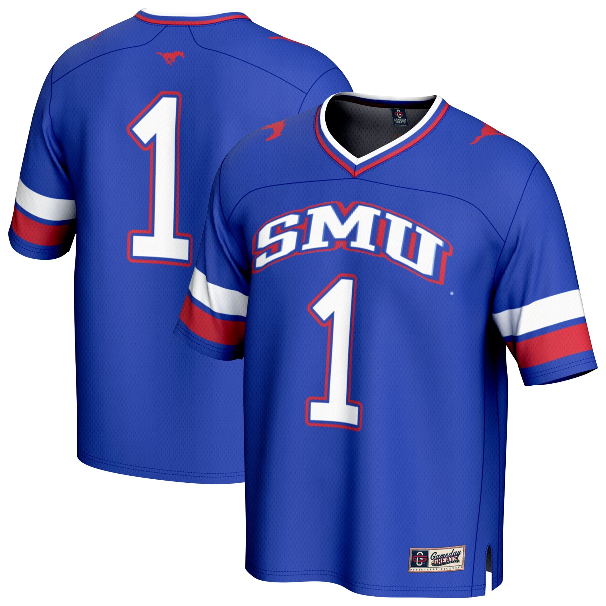 Hunk Wear - #1 SMU Mustangs GameDay Greats Youth Collegiate Football Fashion Jersey - Royal