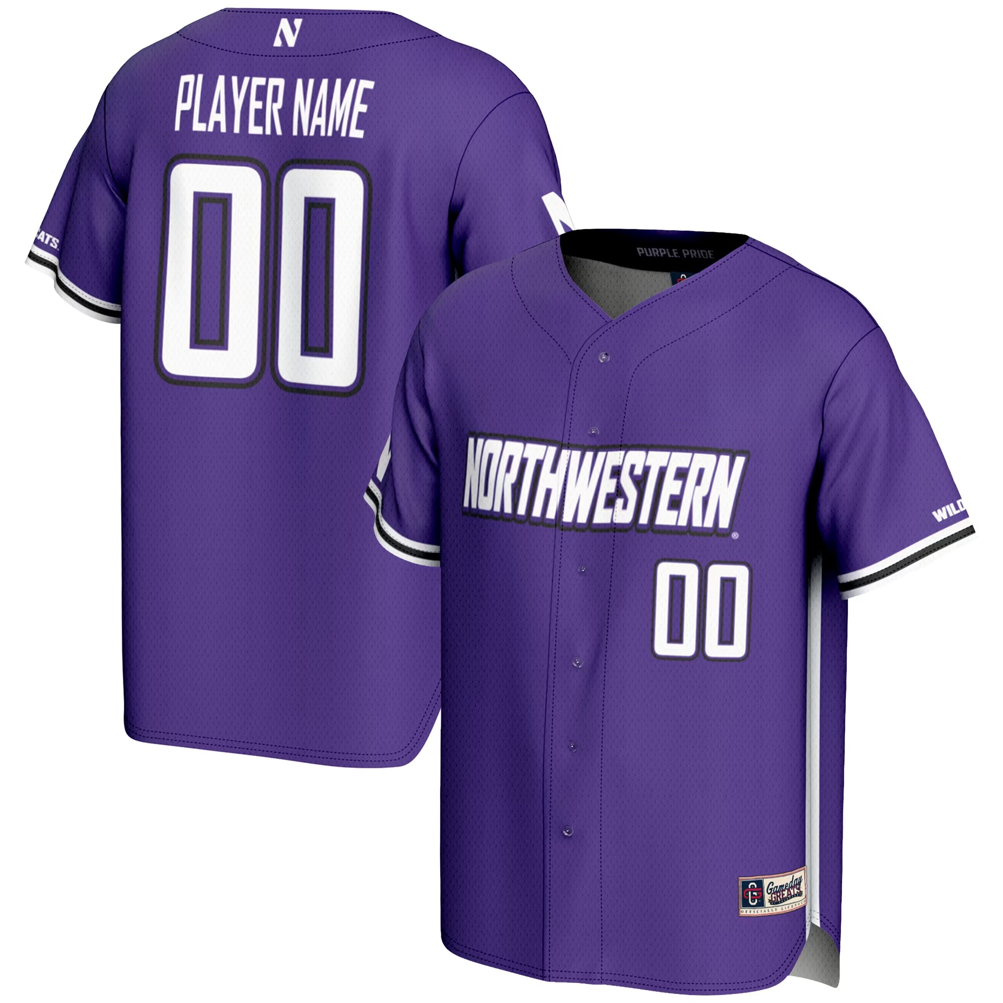 Hunk Wear - Northwestern Wildcats GameDay Greats NIL Pick-A-Player Lightweight Baseball Jersey - Purple