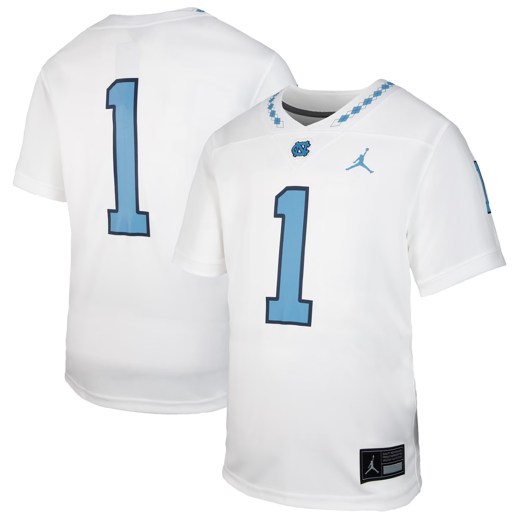 Hunk Wear - #1 North Carolina Tar Heels Jordan Brand Youth Untouchable Replica Game Jersey - White