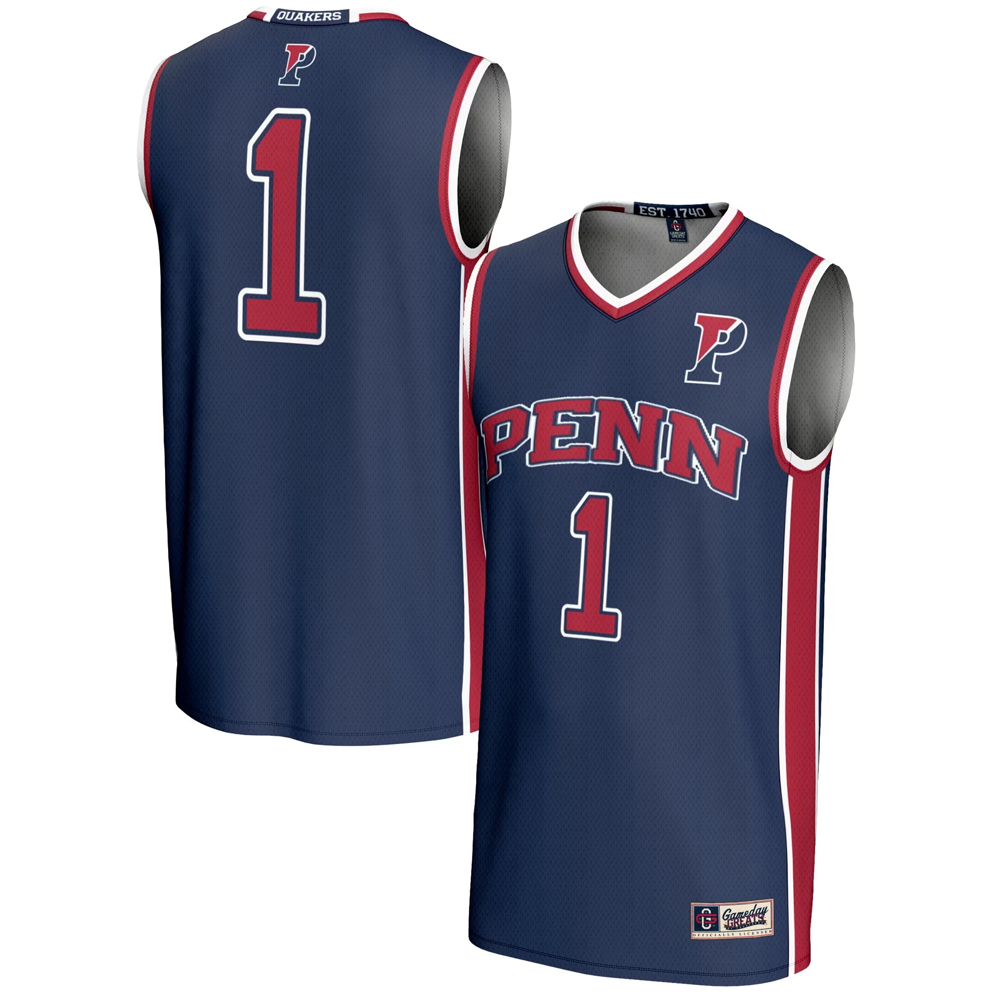 Hunk Wear - #1 Pennsylvania Quakers GameDay Greats Youth Lightweight Basketball Jersey - Navy