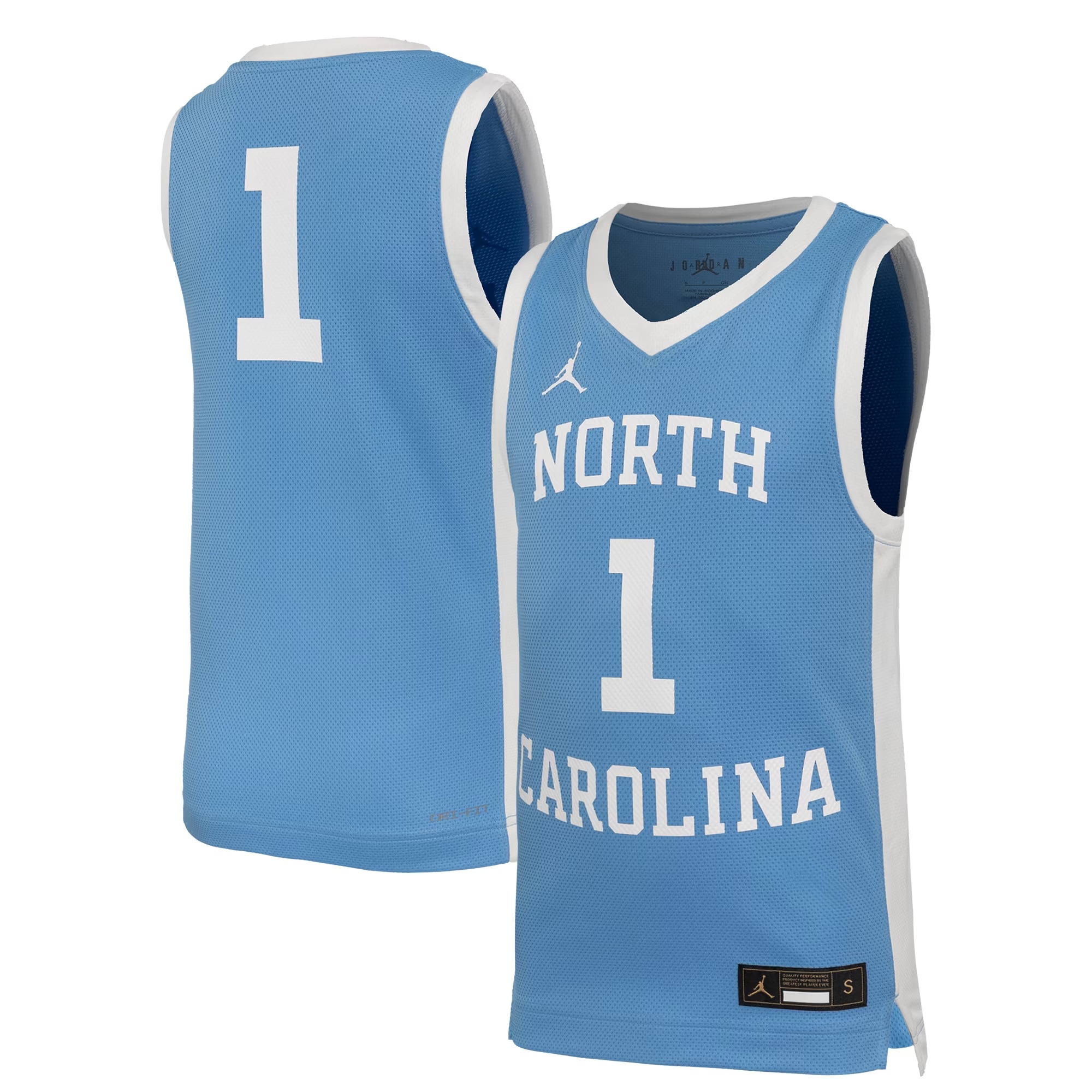 Hunk Wear - #1 North Carolina Tar Heels Nike Youth Retro Replica Basketball Jersey - Carolina Blue