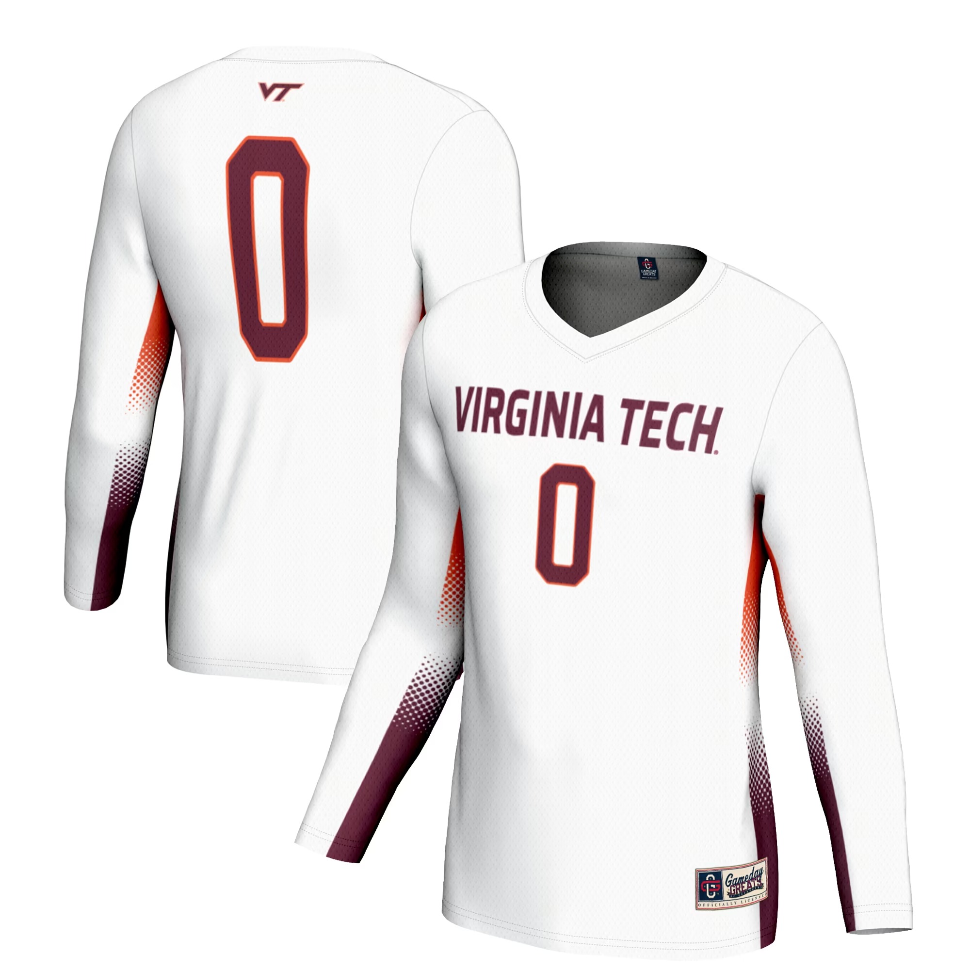 Hunk Wear - #0 Virginia Tech Hokies GameDay Greats Unisex Women's Volleyball Lightweight Fashion Jersey - White
