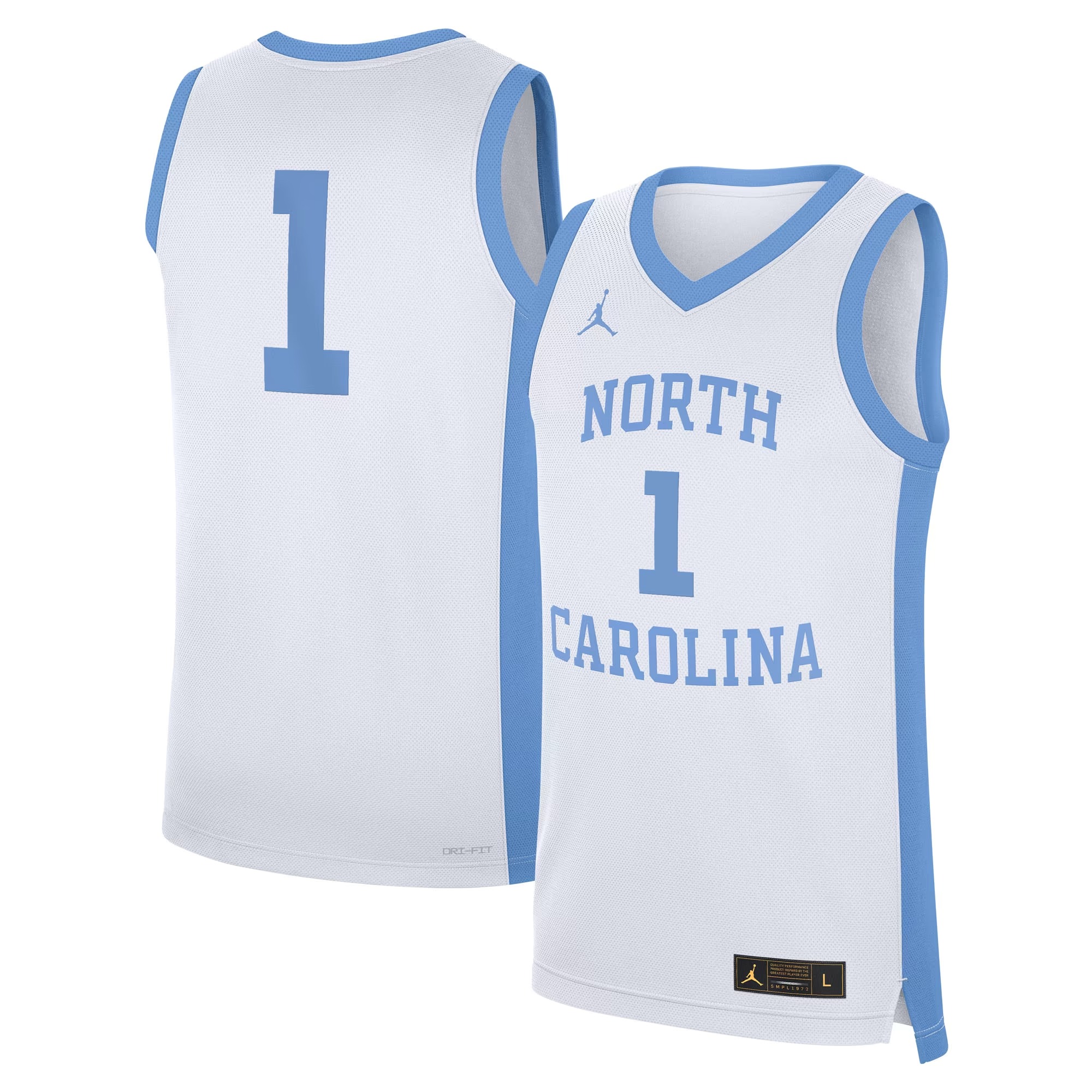 Hunk Wear - #1 North Carolina Tar Heels Jordan Brand Alternate Replica Jersey - White