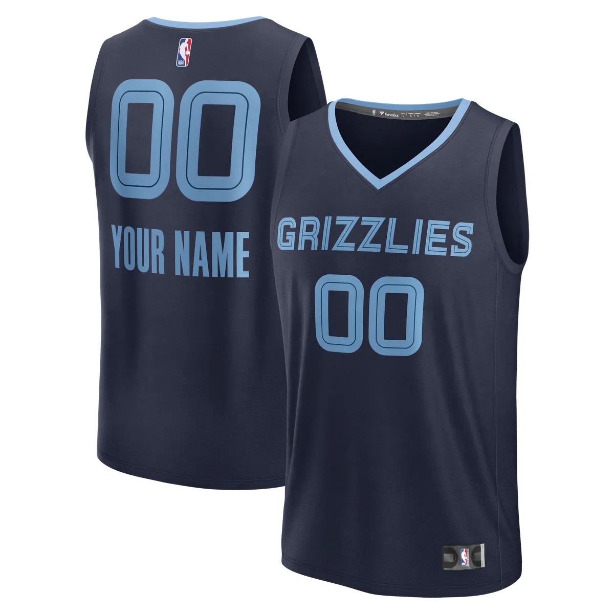 Hunk Wear - Memphis Grizzlies Fanatics Fast Break Custom Jersey - Icon Edition - Navy