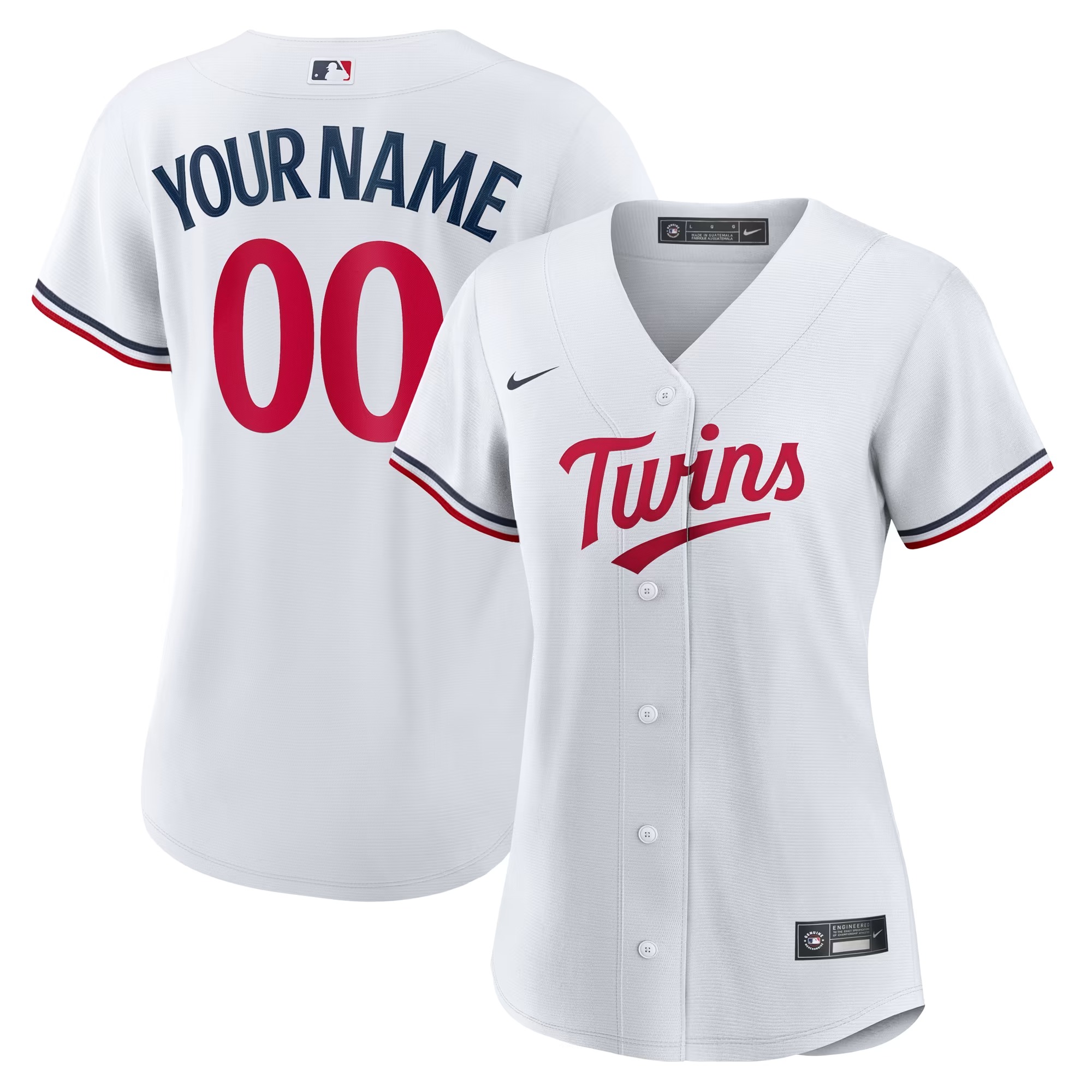 Hunk Wear - Minnesota Twins Nike Women's Home Replica Custom Jersey - White