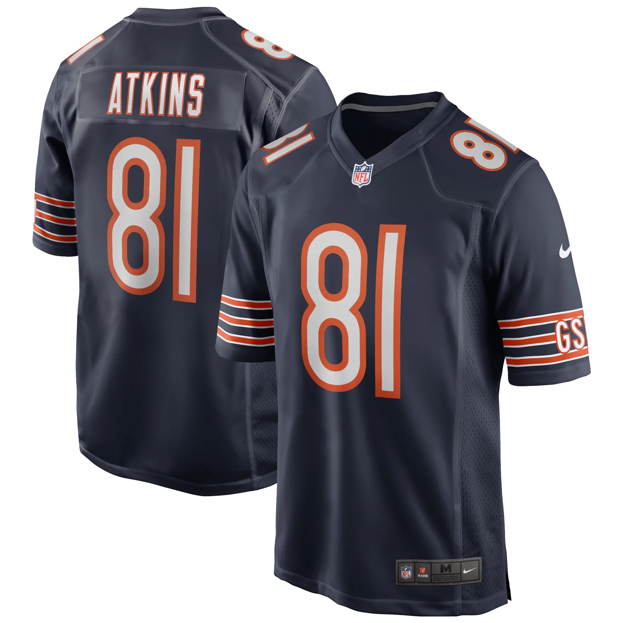 Hunk Wear - Doug Atkins Chicago Bears Nike Game Retired Player Jersey - Navy