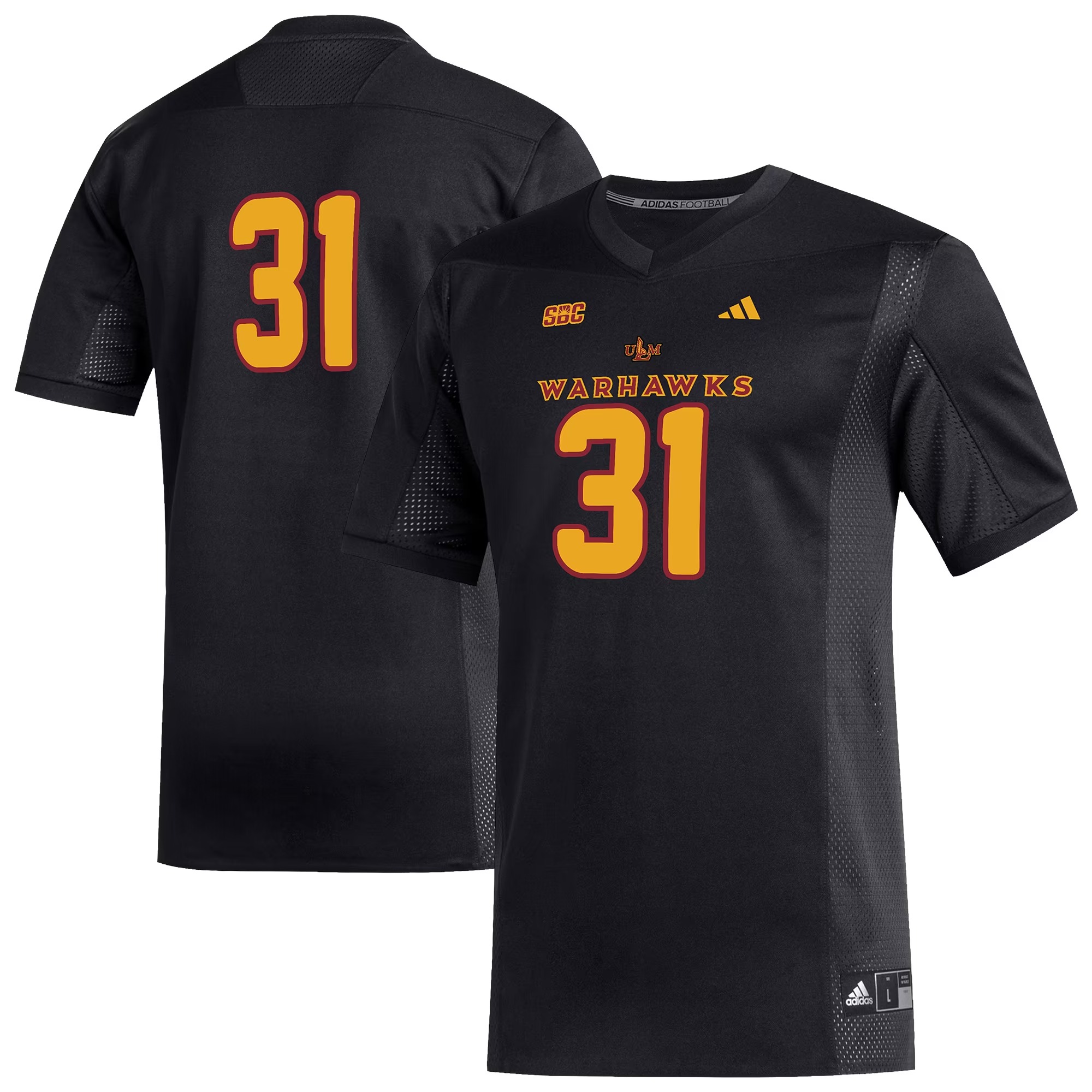 Hunk Wear - #31 ULM Warhawks adidas Replica Football Jersey - Black