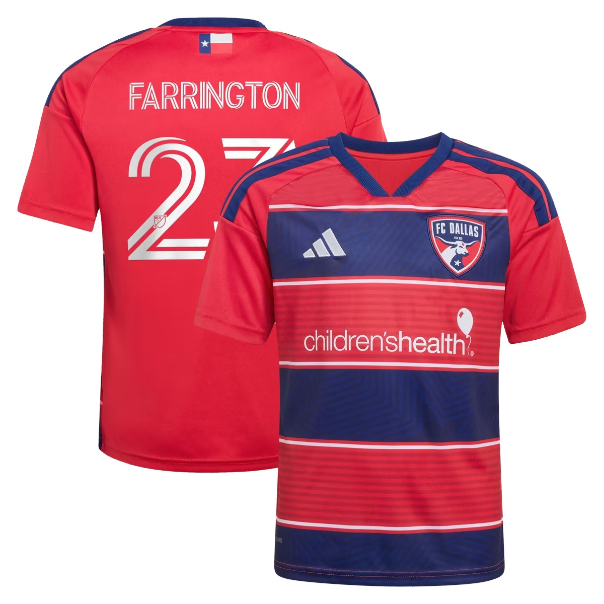 Hunk Wear - Logan Farrington FC Dallas adidas Youth 2026 DNA Kit Replica Jersey - Red