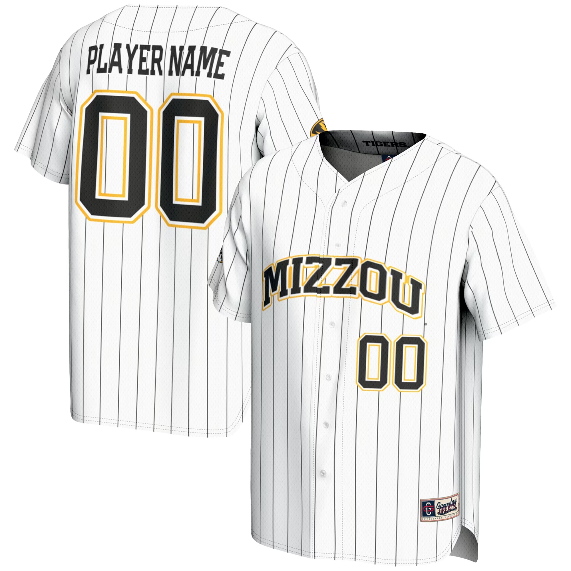 Hunk Wear - Missouri Tigers GameDay Greats NIL Pick-A-Player Lightweight Baseball Jersey - White