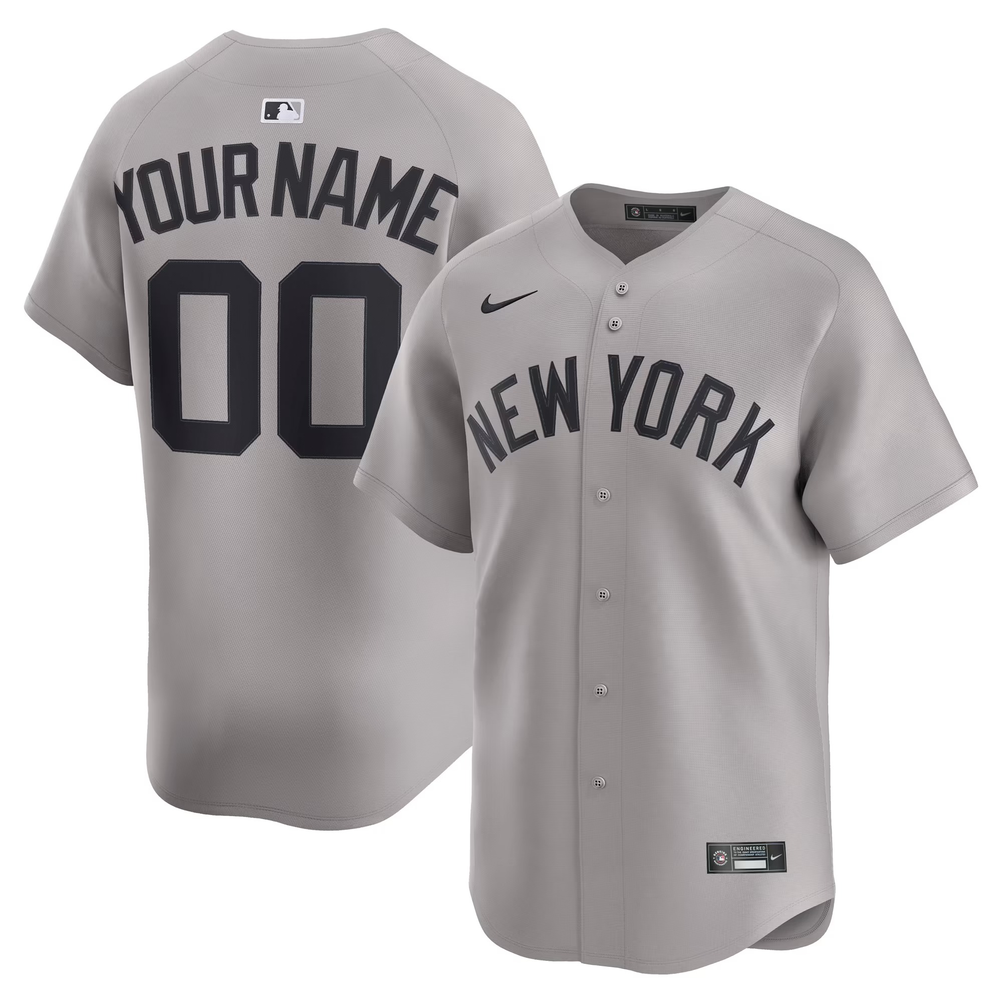 Hunk Wear - New York Yankees Nike Away Limited Custom Jersey - Gray