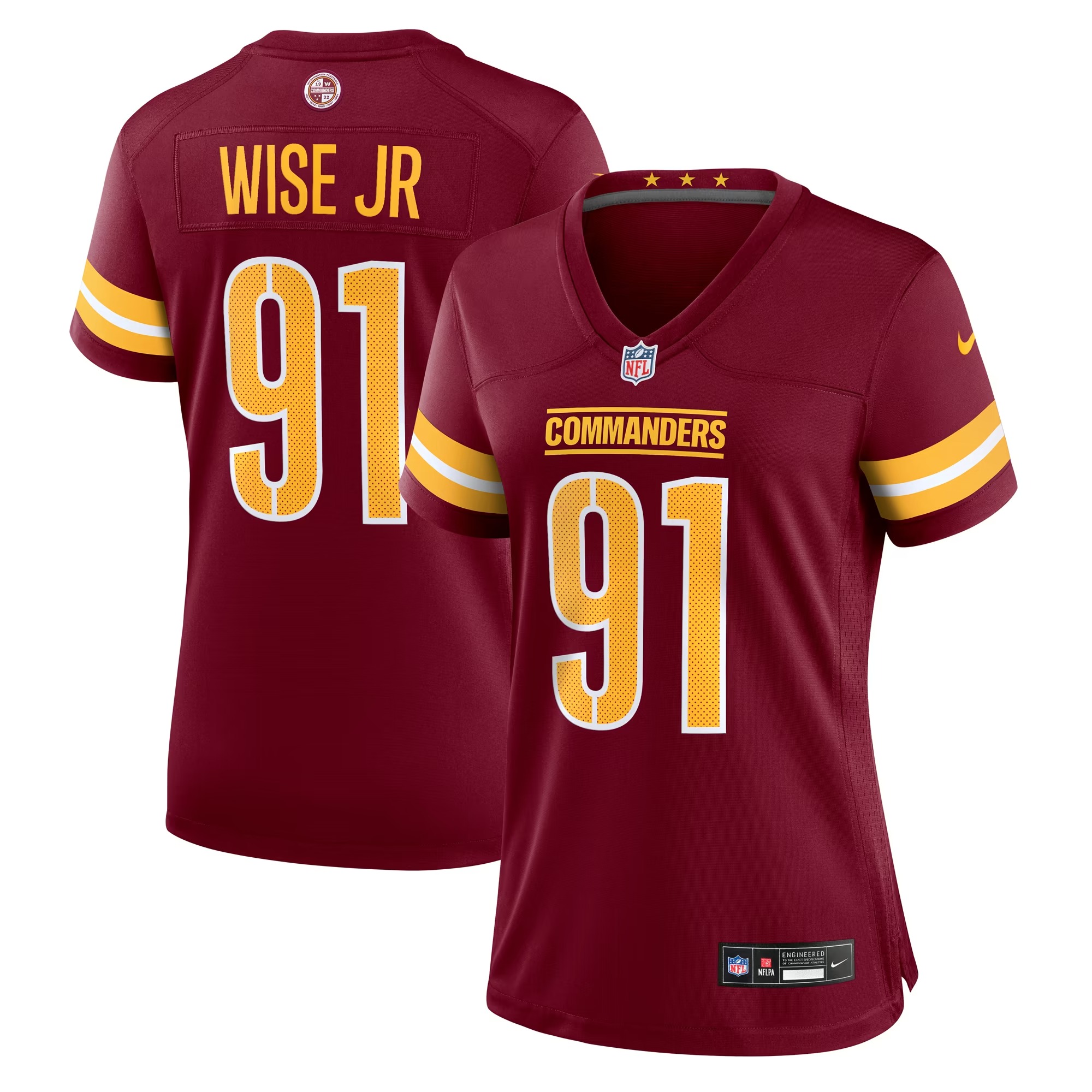Hunk Wear - Deatrich Wise Jr. Washington Commanders Nike Women's Team Game Jersey - Burgundy