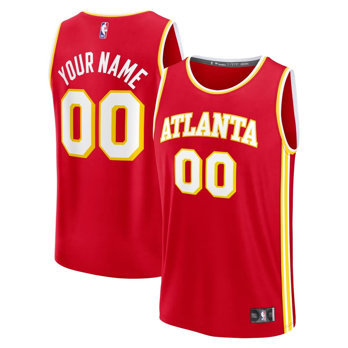 Hunk Wear - Atlanta Hawks Fanatics Youth Fast Break Custom Jersey - Icon Edition - Red