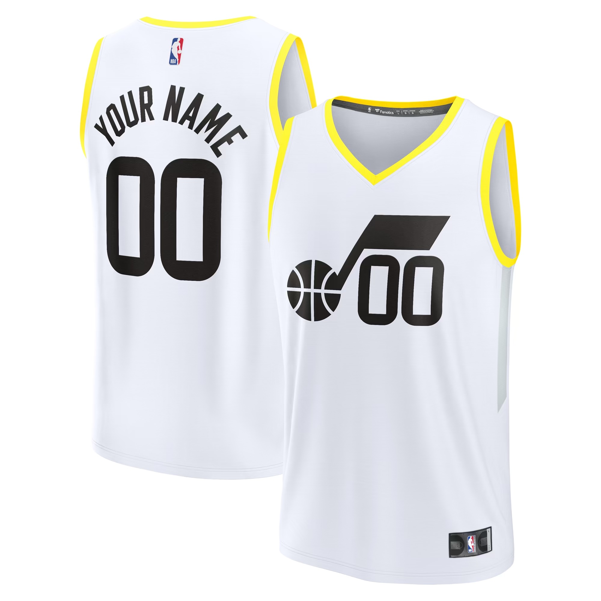Hunk Wear - Utah Jazz Fanatics Fast Break Custom Replica Jersey - Association Edition - White