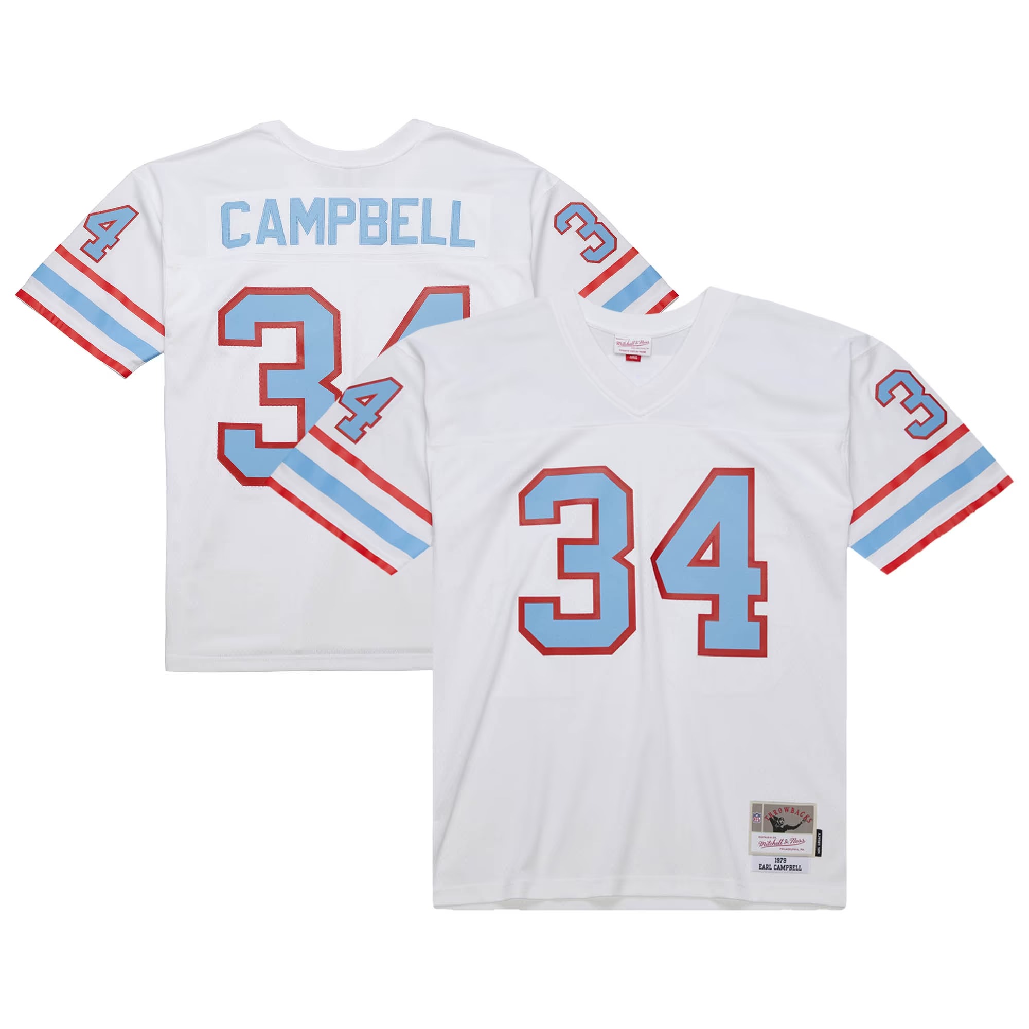 Hunk Wear - Earl Campbell Houston Oilers Mitchell & Ness 1979 Legacy Replica Jersey - White