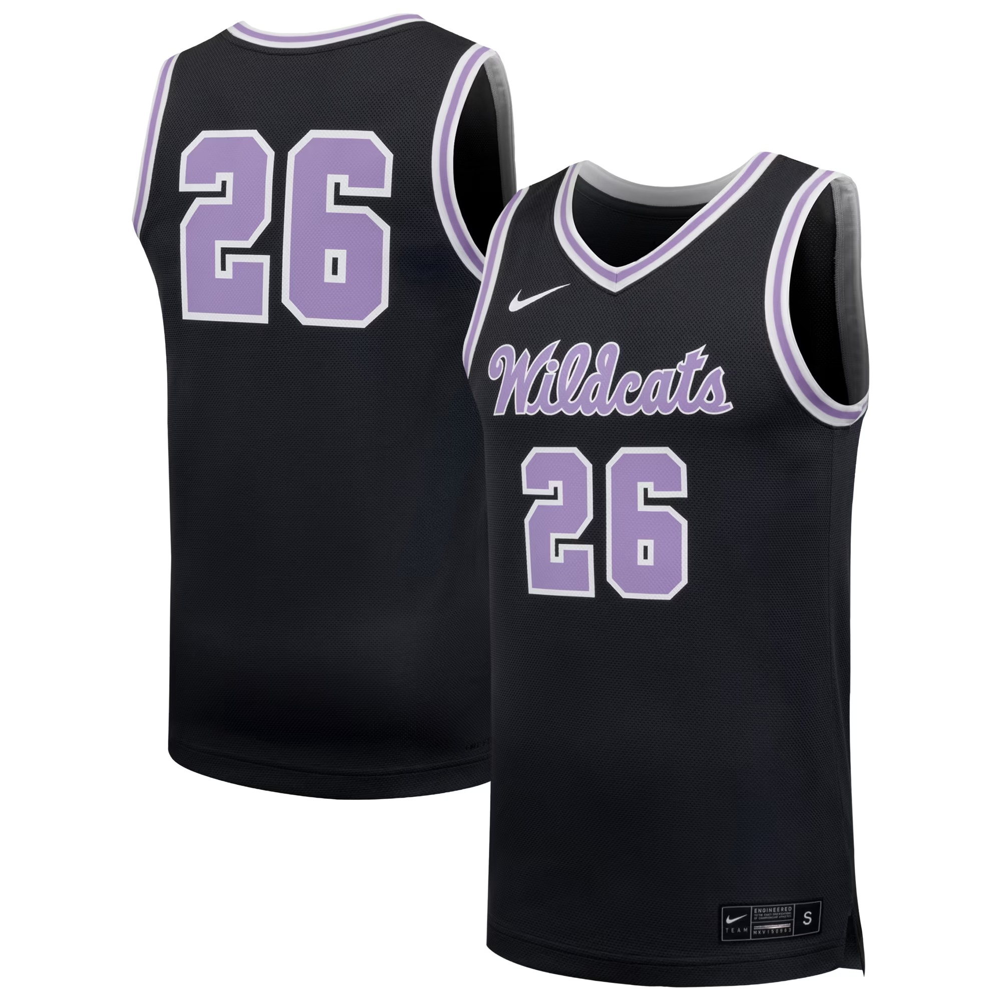 Hunk Wear - #26 Kansas State Wildcats Nike Replica Basketball Jersey - Anthracite