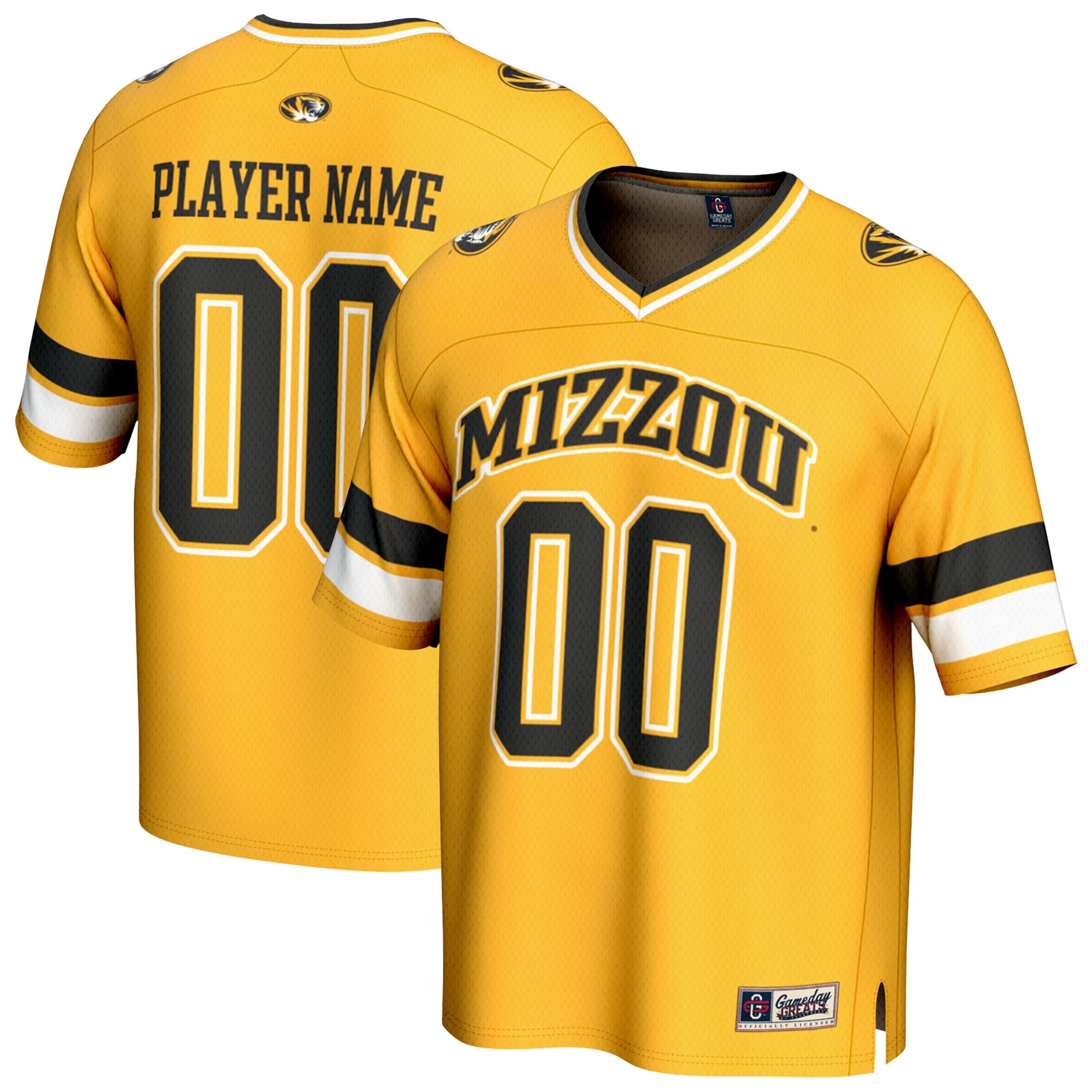 Hunk Wear - Missouri Tigers GameDay Greats Unisex NIL Pick-A-Player Football Fashion Jersey - Gold