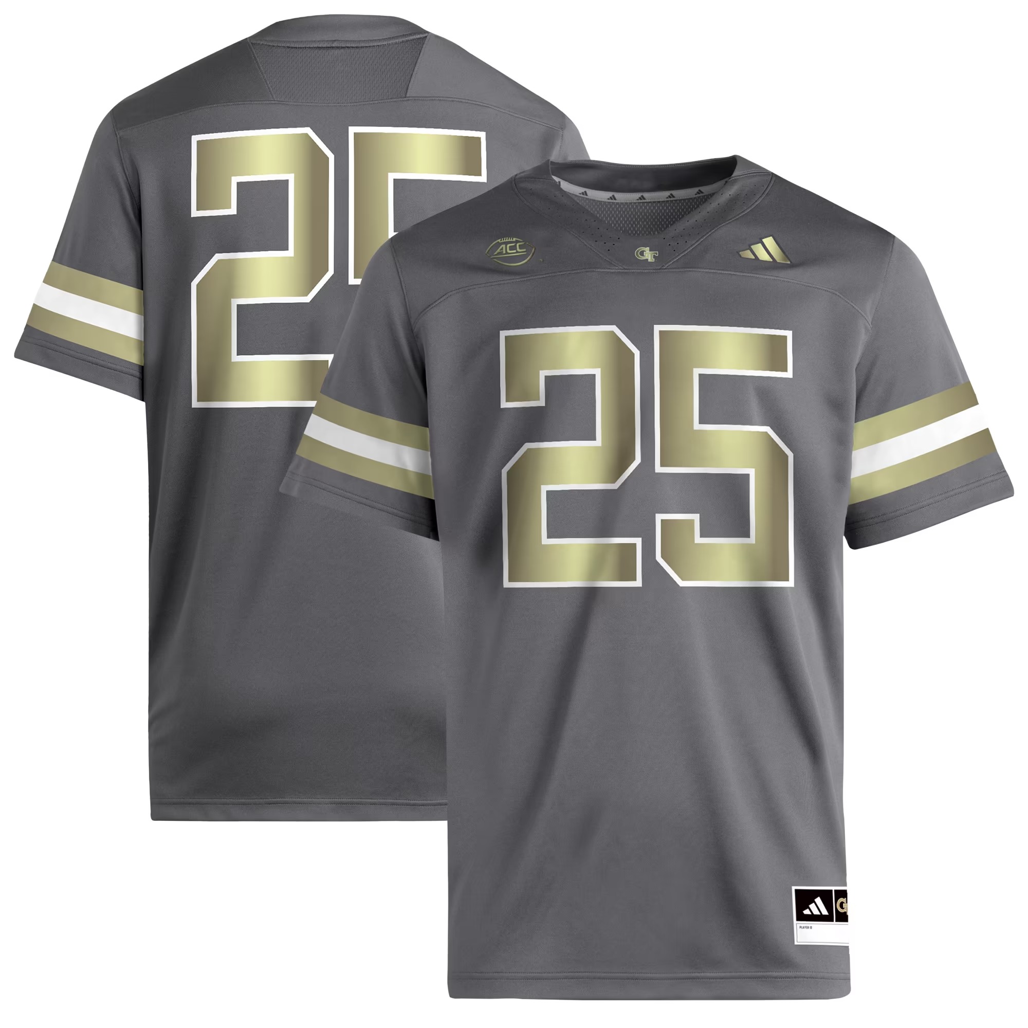 Hunk Wear - #25 Georgia Tech Yellow Jackets adidas Premier Jersey - Gray