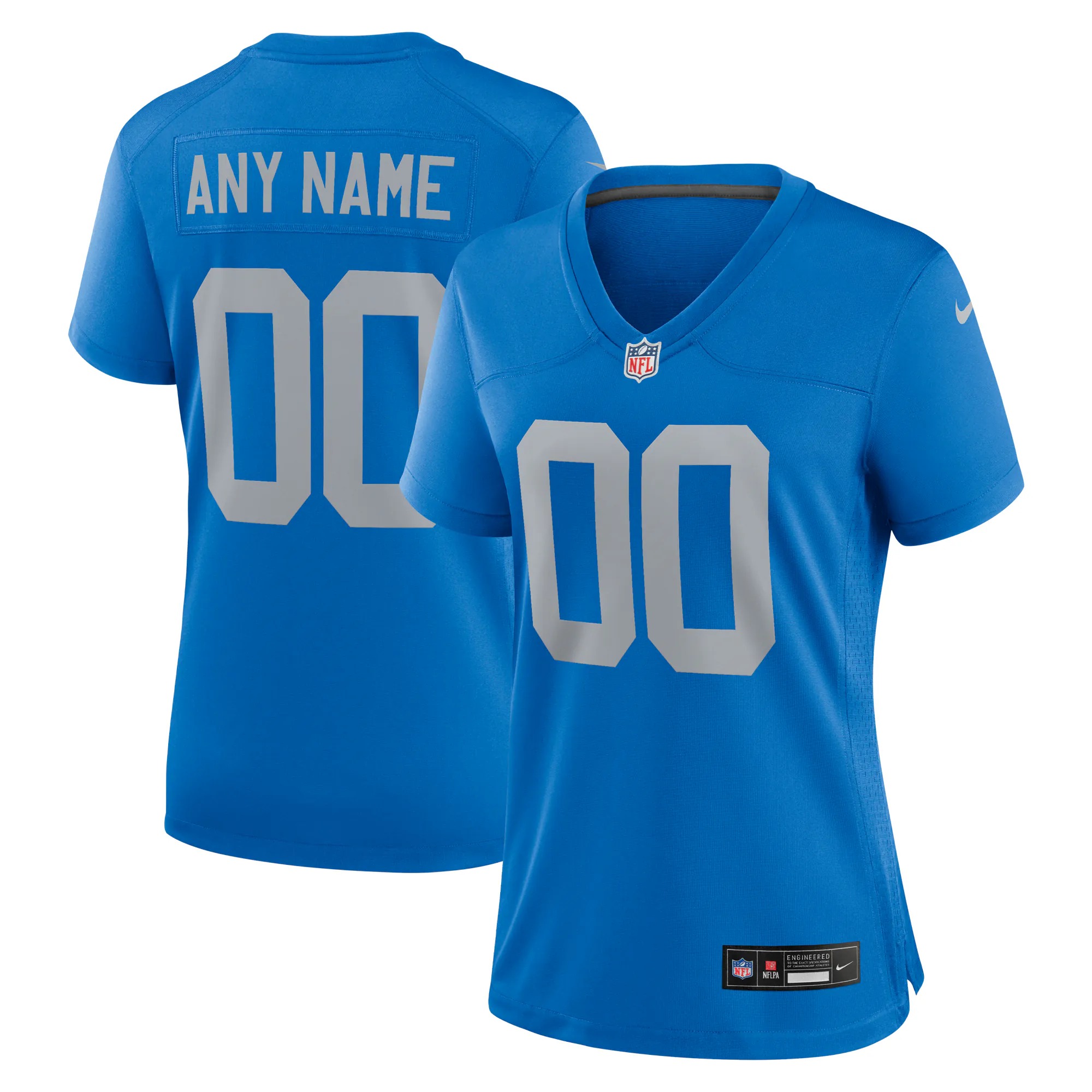 Hunk Wear - Detroit Lions Nike Women's Alternate Custom Game Jersey - Blue
