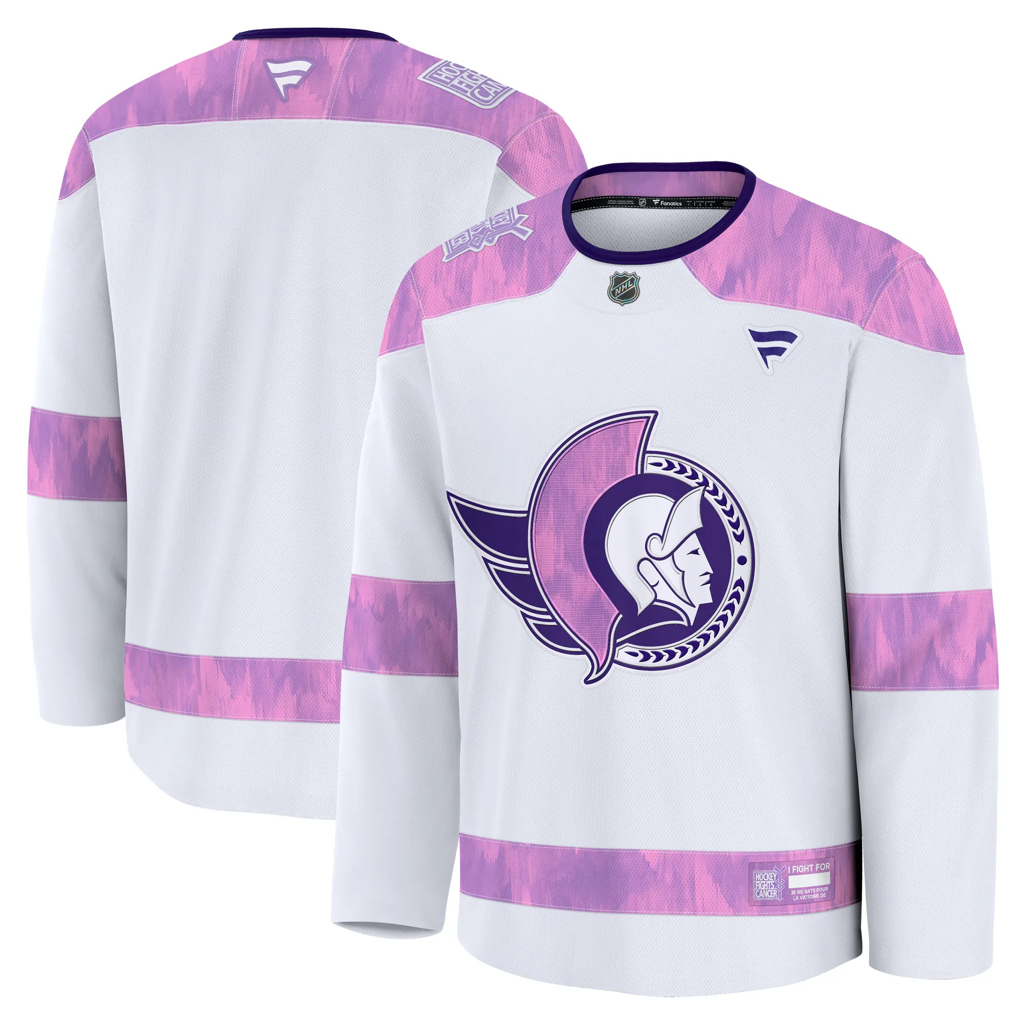 Hunk Wear - Ottawa Senators Fanatics 2024 Hockey Fights Cancer Practice Jersey - White