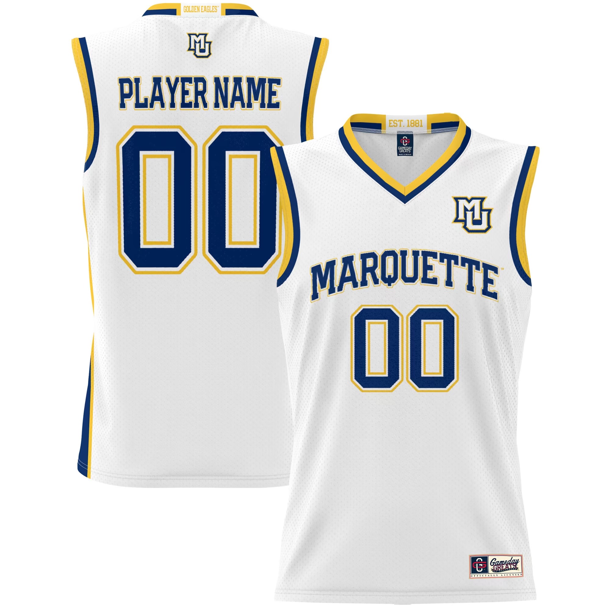 Hunk Wear - Marquette Golden Eagles GameDay Greats Unisex Lightweight NIL Pick-A-Player Women's Basketball Jersey - White