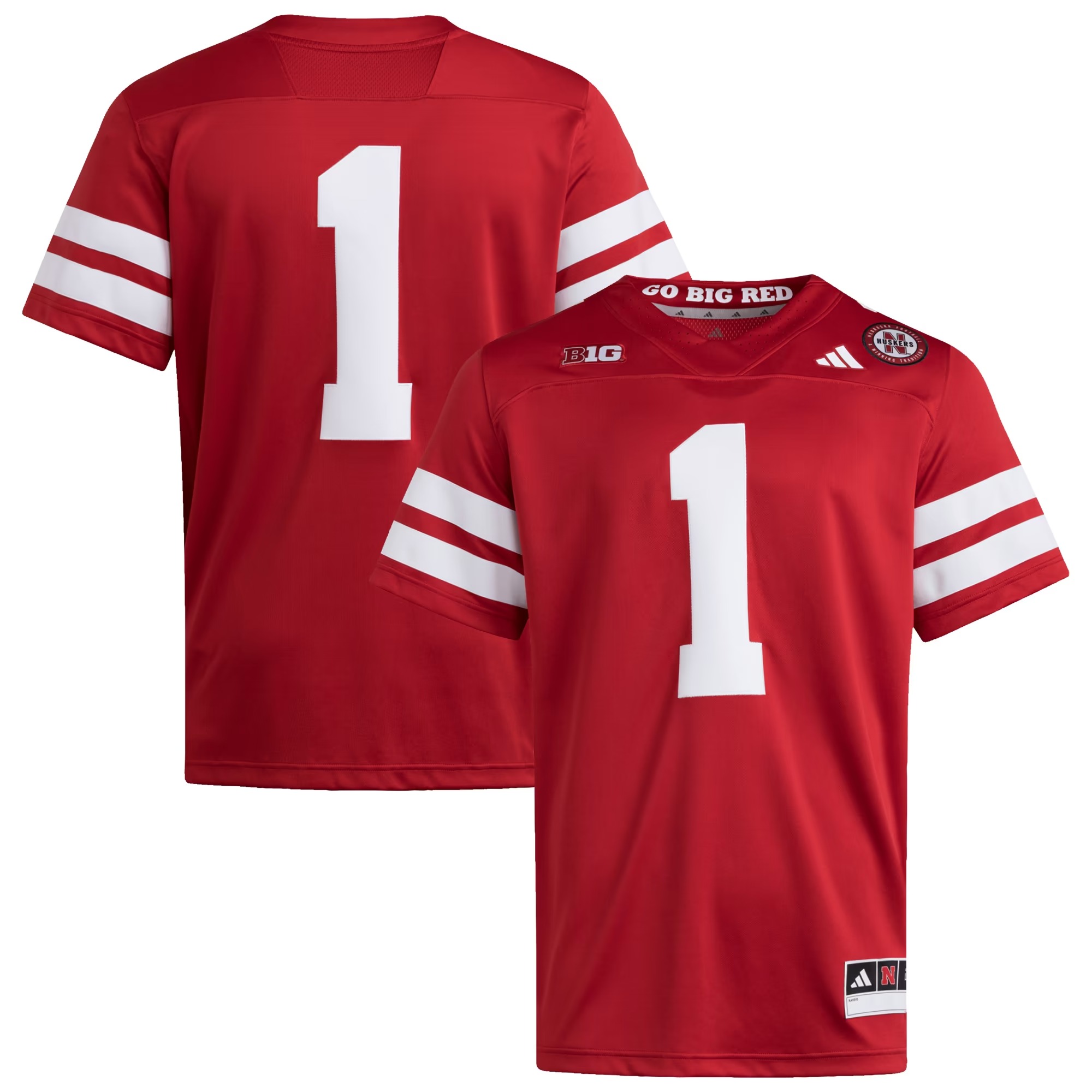 Hunk Wear - #1 Nebraska Huskers adidas Premier Jersey - Scarlet