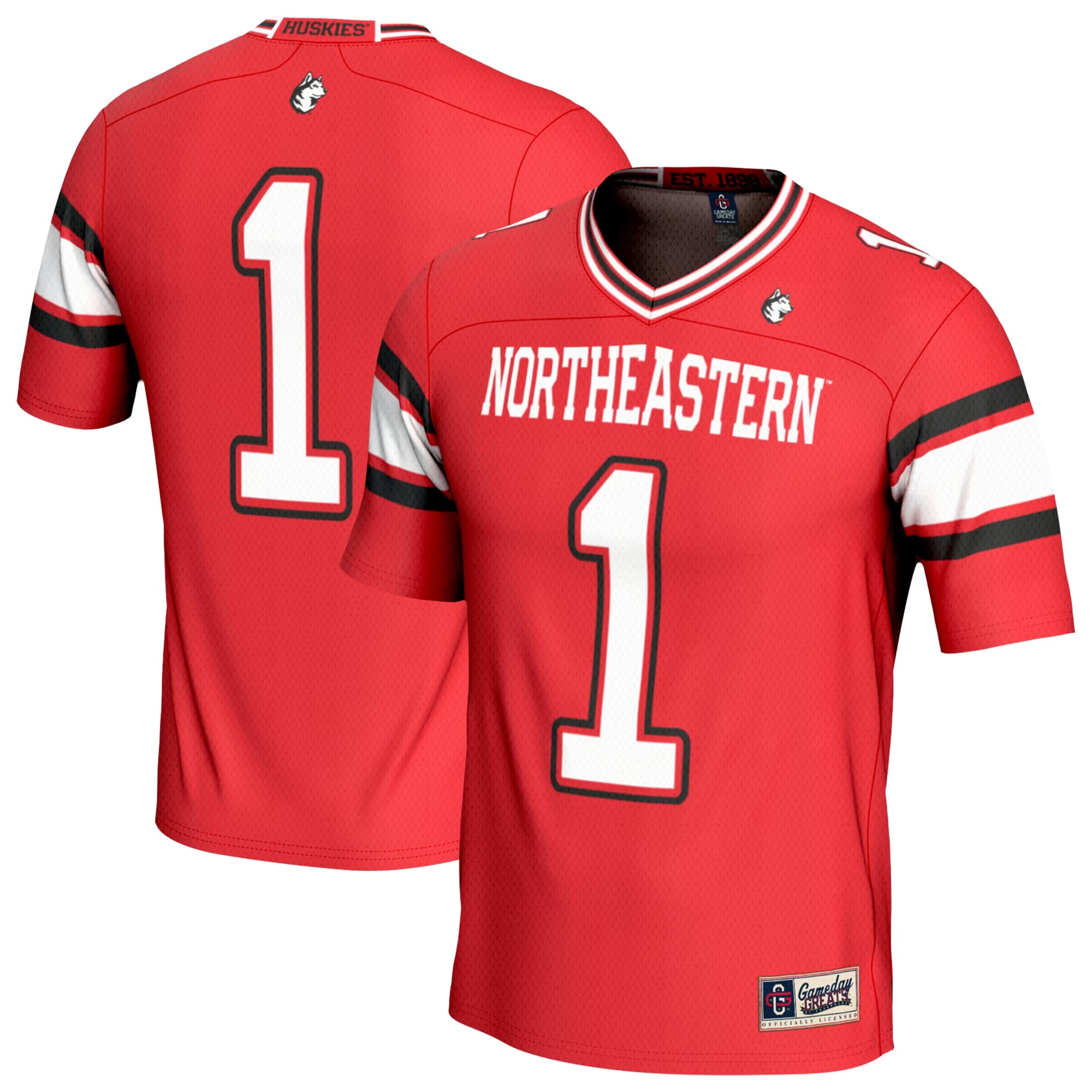 Hunk Wear - #1 Northeastern Huskies GameDay Greats Youth Lightweight Collegiate Football Fashion Jersey - Red