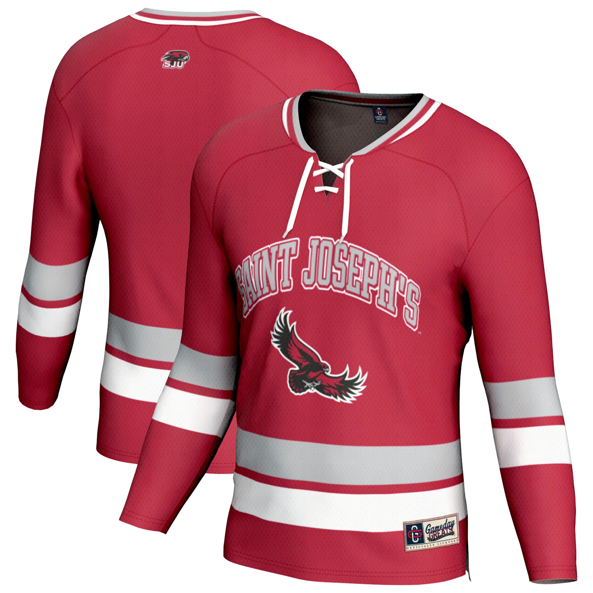 Hunk Wear - Saint Joseph's Hawks GameDay Greats Unisex Spirit Hockey Jersey - Crimson