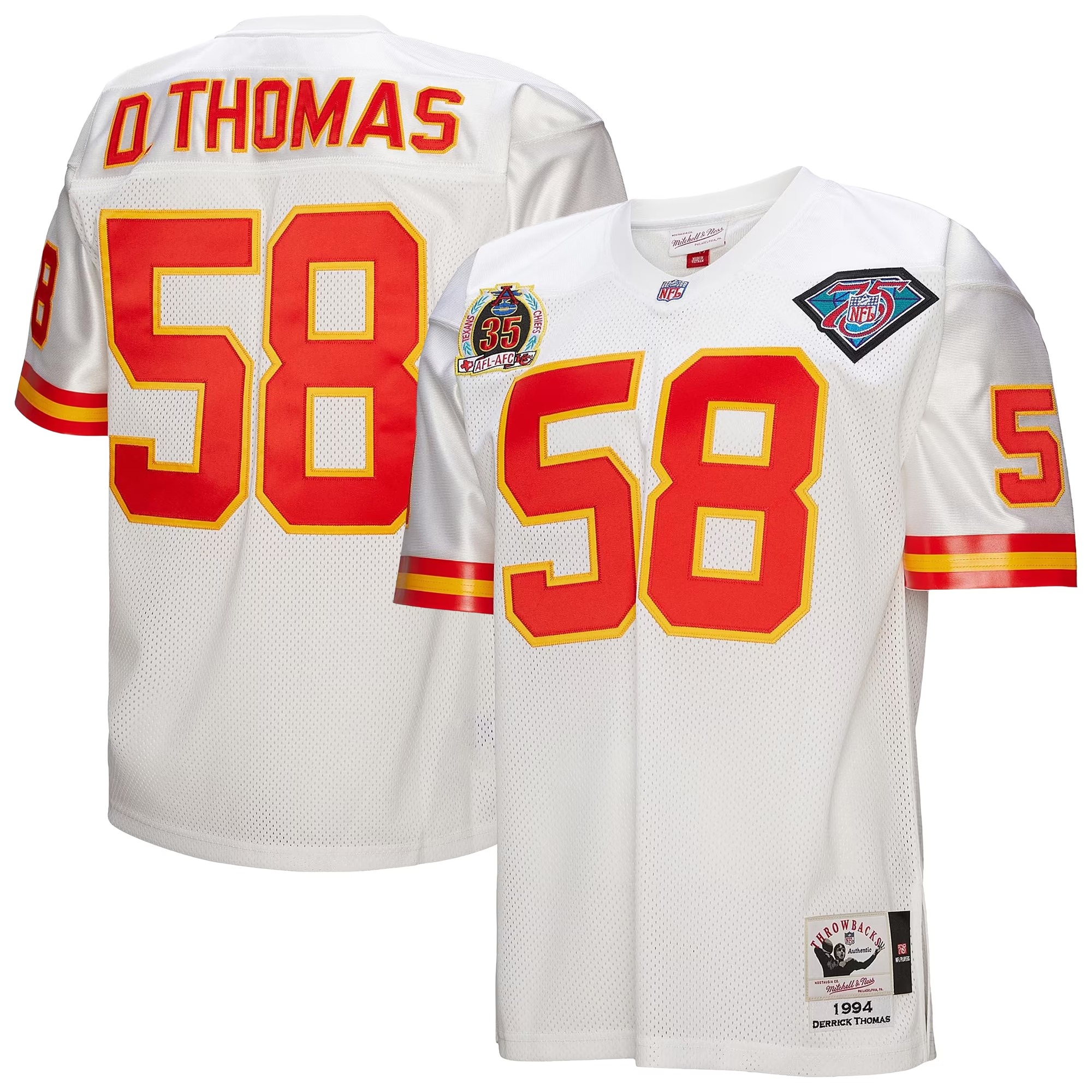 Hunk Wear - Derrick Thomas Kansas City Chiefs 1994 Mitchell & Ness Authentic Throwback Retired Player Jersey - White