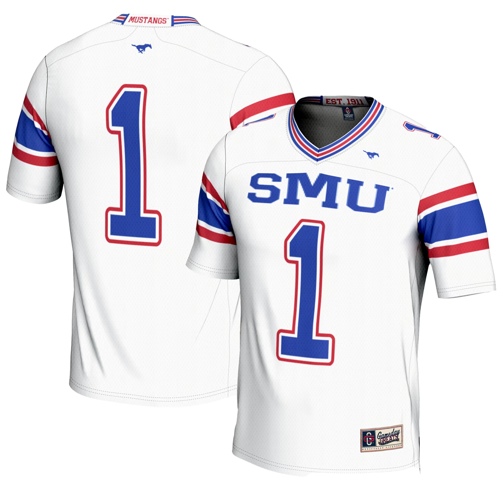 Hunk Wear - #1 SMU Mustangs GameDay Greats Endzone Football Jersey - White