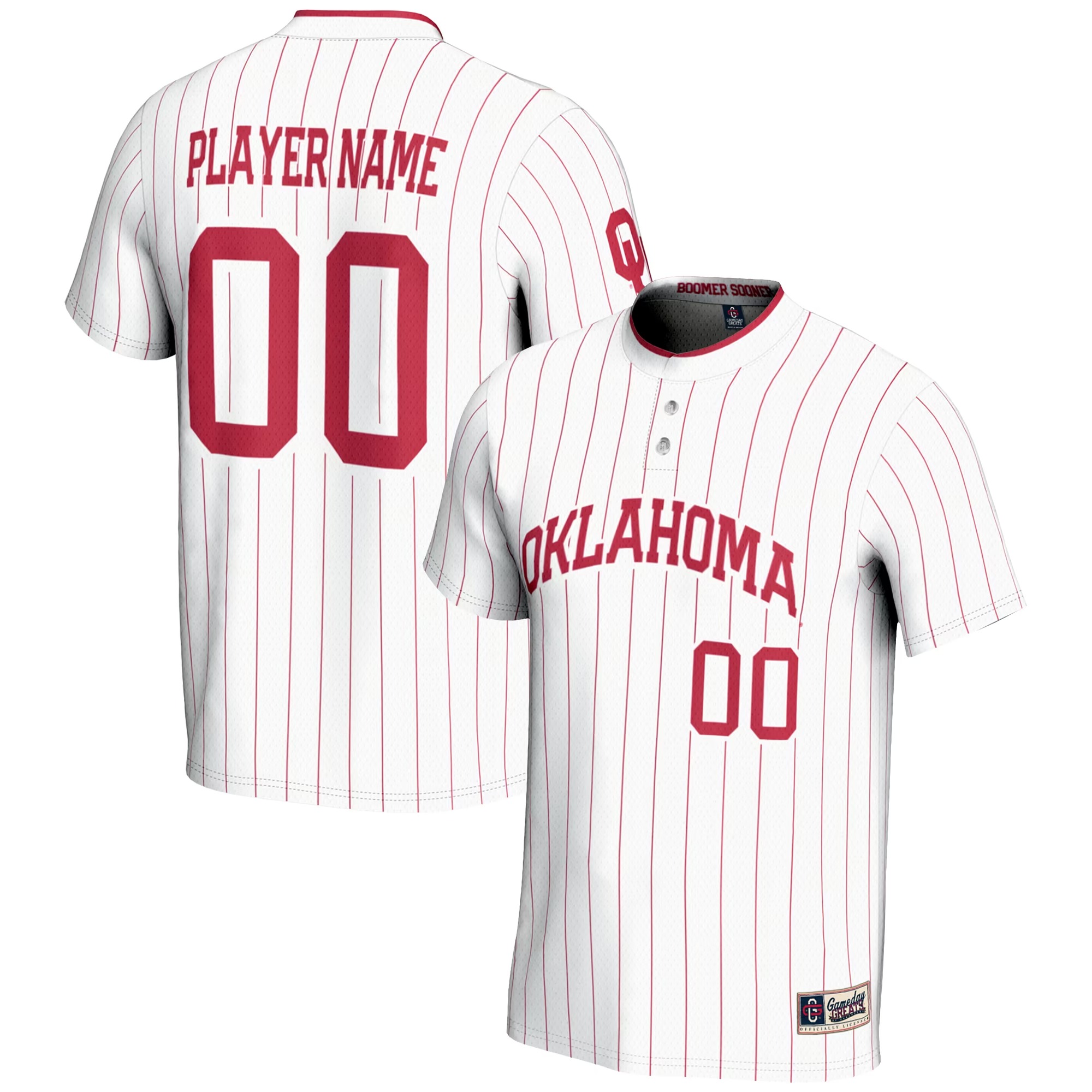 Hunk Wear - Oklahoma Sooners GameDay Greats Youth NIL Pick-A-Player Lightweight Softball Jersey - White