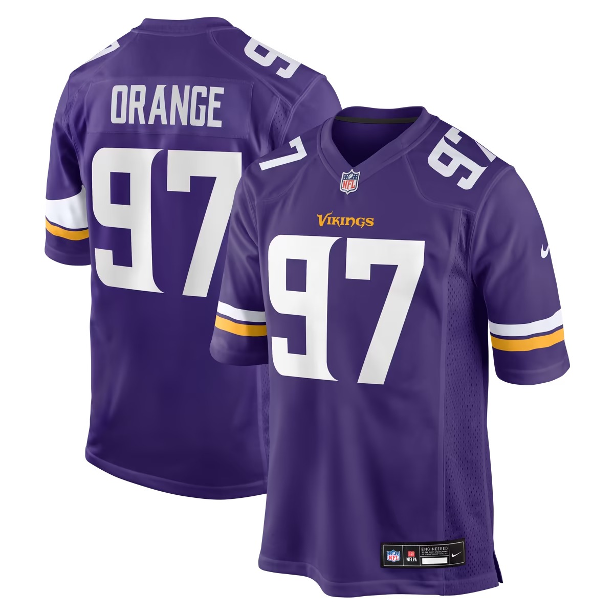 Hunk Wear - Domonique Orange Minnesota Vikings Nike Team Game Jersey - Purple