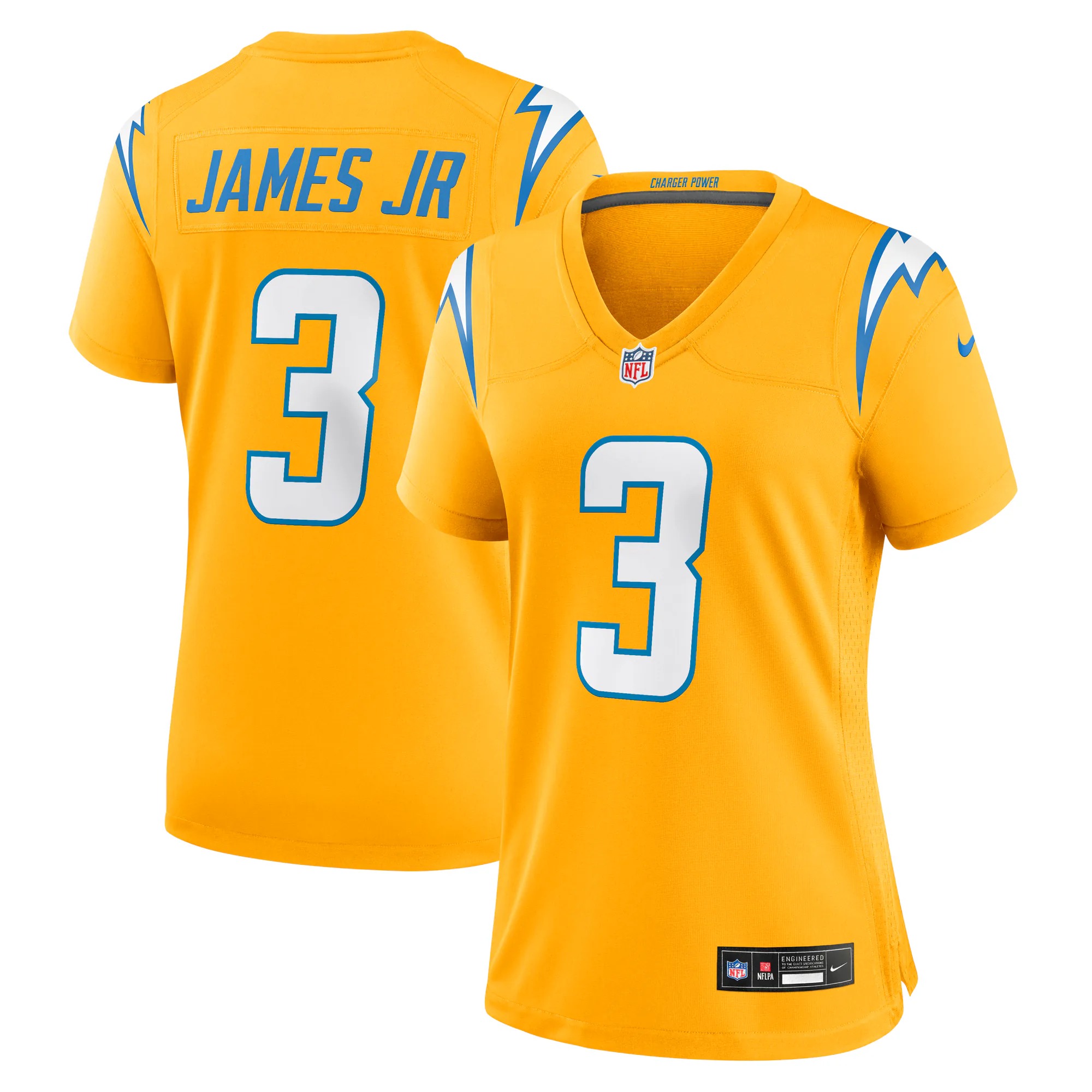 Hunk Wear - Derwin James Jr. Los Angeles Chargers Nike Women's Alternate Charger Power Game Jersey - Gold