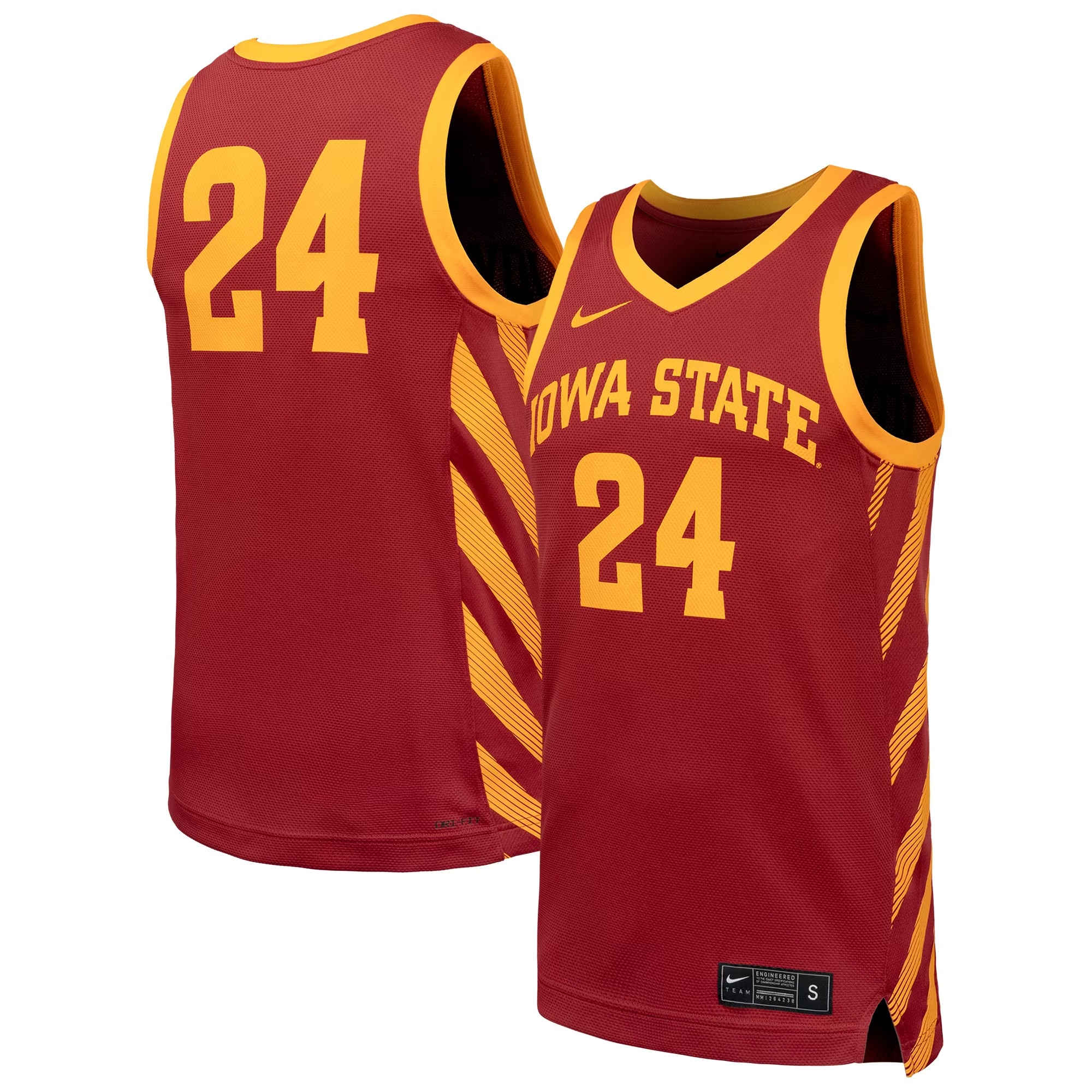 Hunk Wear - #24 Iowa State Cyclones Nike Replica Basketball Jersey - Cardinal