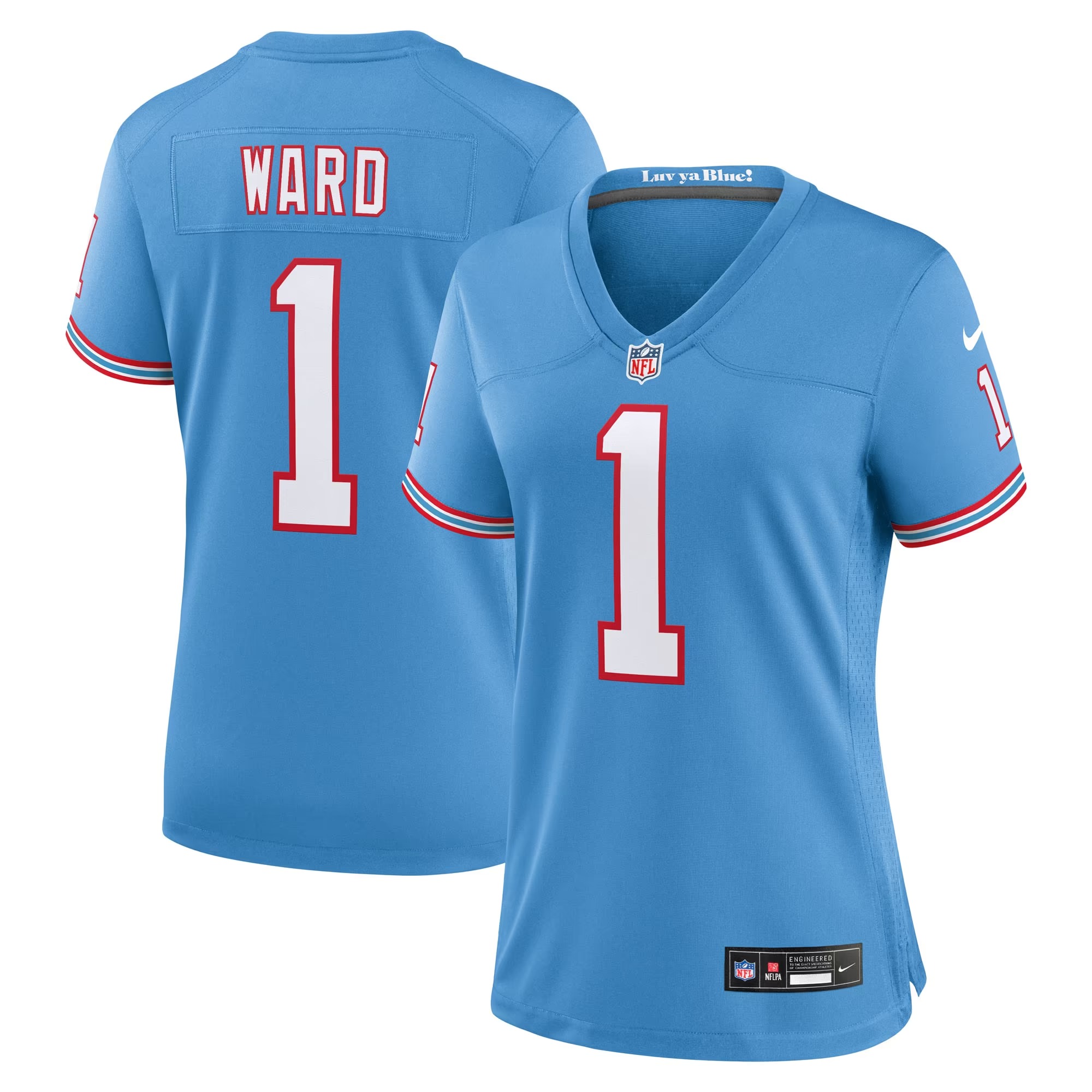 Hunk Wear - Cameron Ward Tennessee Titans Nike Women's Alternate Oilers Throwback Game Jersey - Light Blue