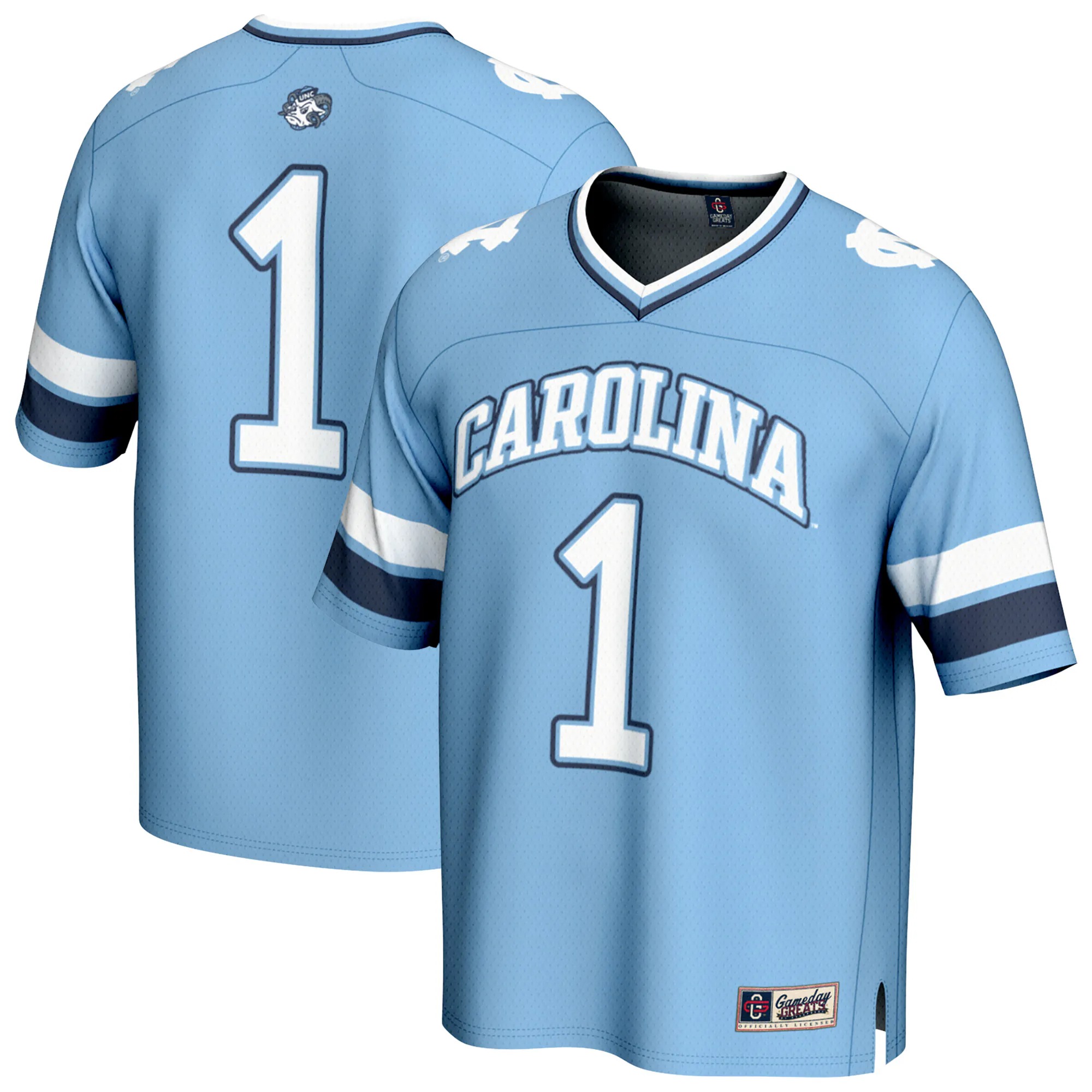 Hunk Wear - #1 North Carolina Tar Heels GameDay Greats Unisex Lightweight Collegiate Football Fashion Jersey - Carolina Blue