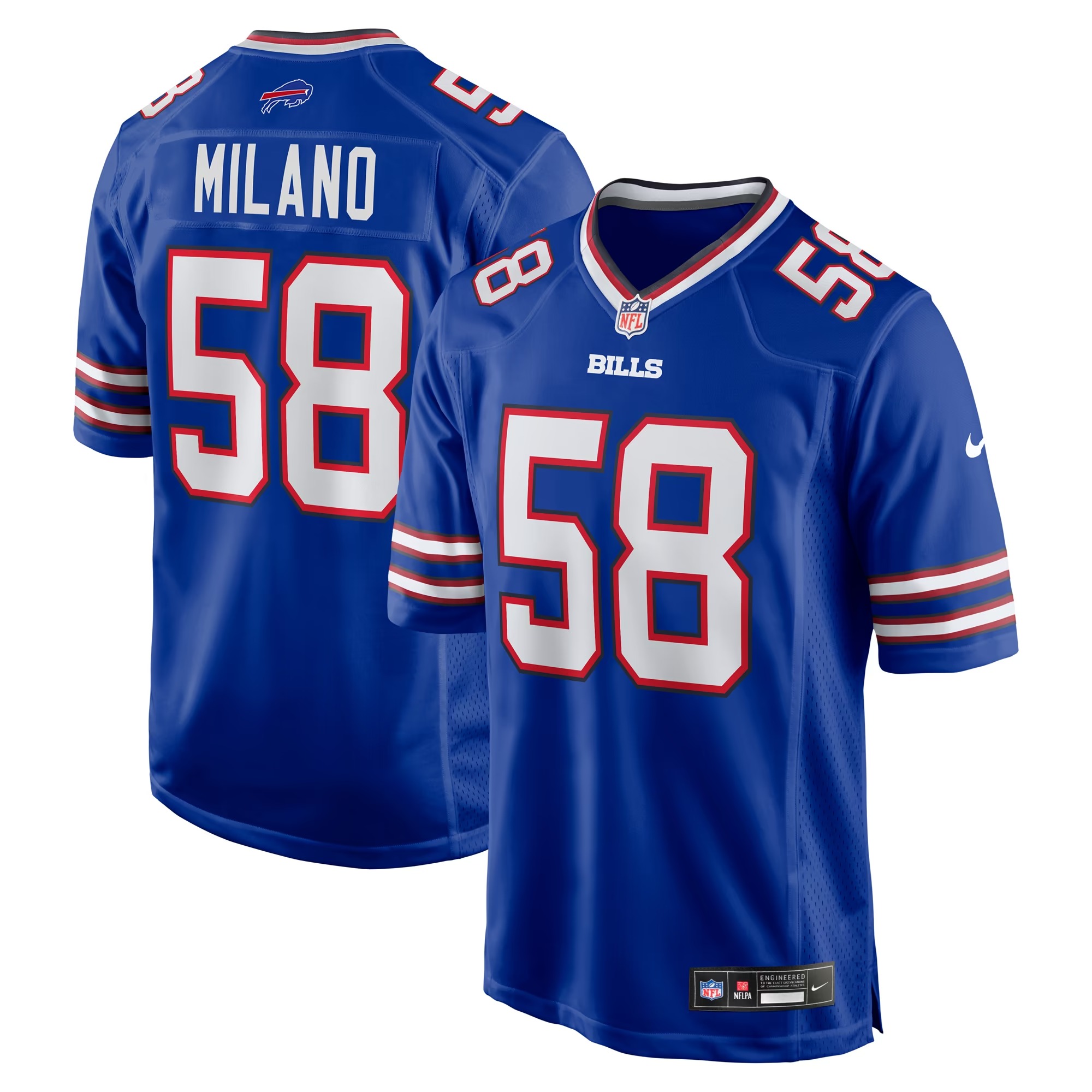 Hunk Wear - Matt Milano Buffalo Bills Nike Game Player Jersey - Royal