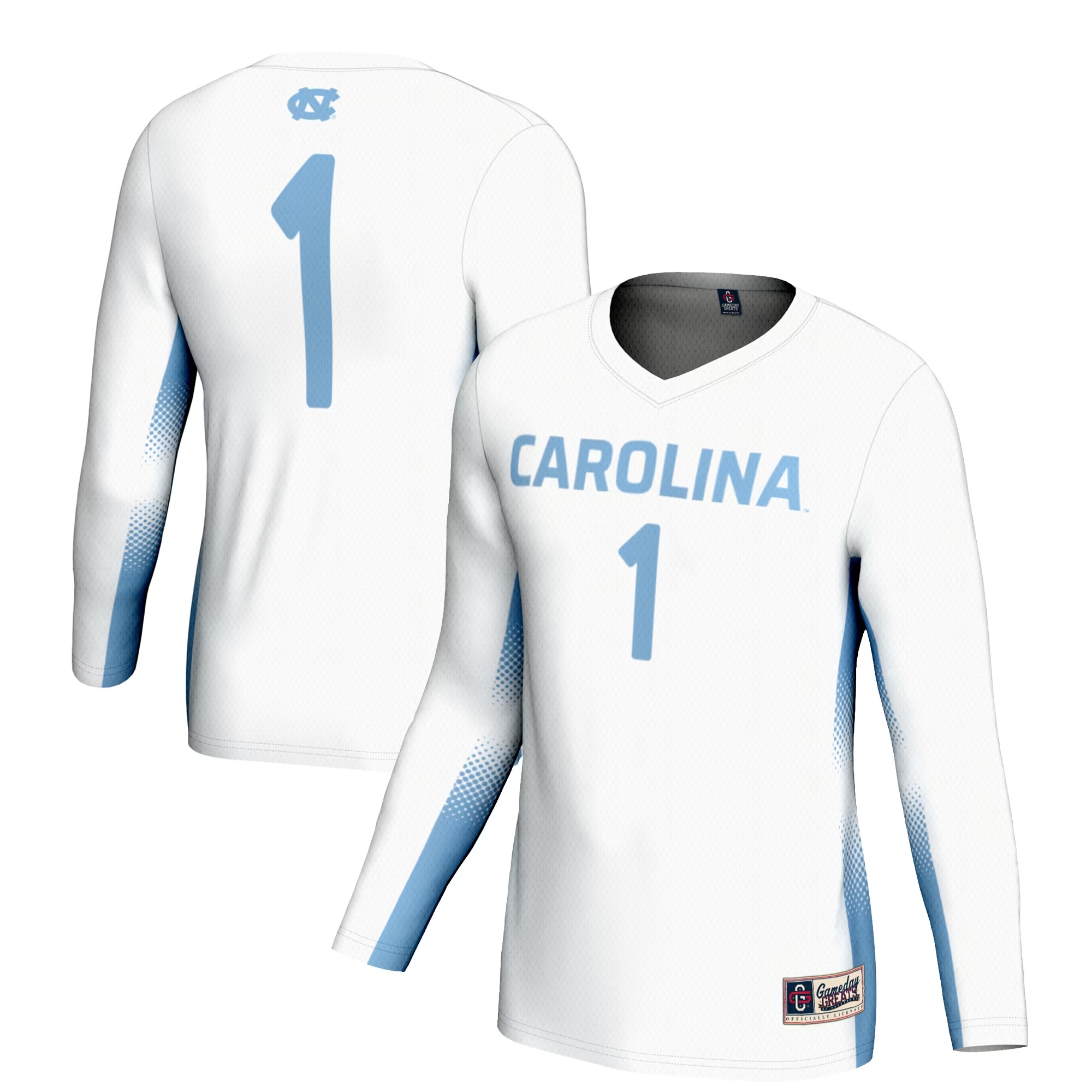 Hunk Wear - #1 North Carolina Tar Heels GameDay Greats Unisex Women's Volleyball Jersey - White